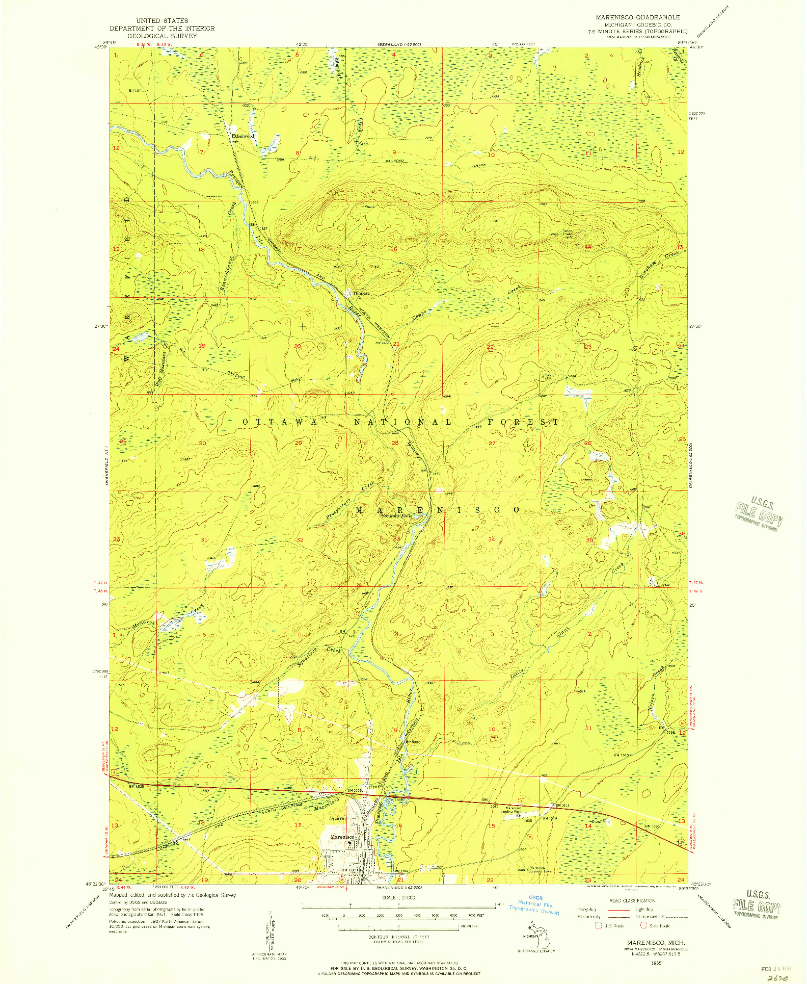 USGS 1:24000-SCALE QUADRANGLE FOR MARENISCO, MI 1955