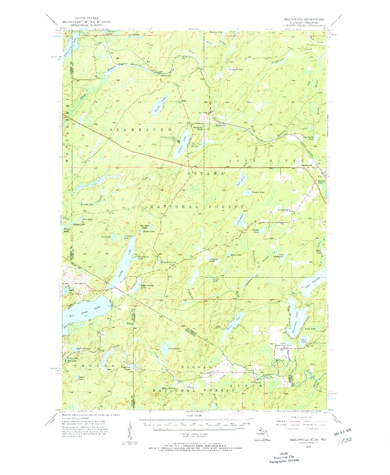 USGS 1:62500-SCALE QUADRANGLE FOR BEECHWOOD, MI 1956