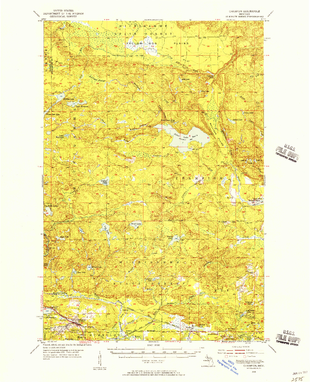 USGS 1:62500-SCALE QUADRANGLE FOR CHAMPION, MI 1955