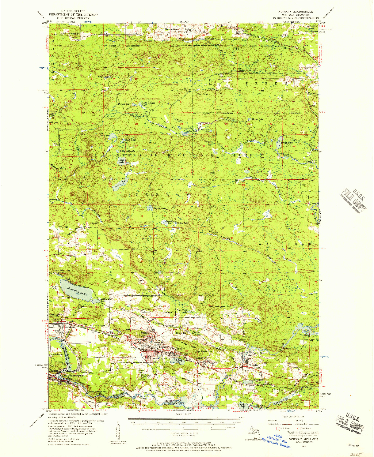 USGS 1:62500-SCALE QUADRANGLE FOR NORWAY, MI 1955