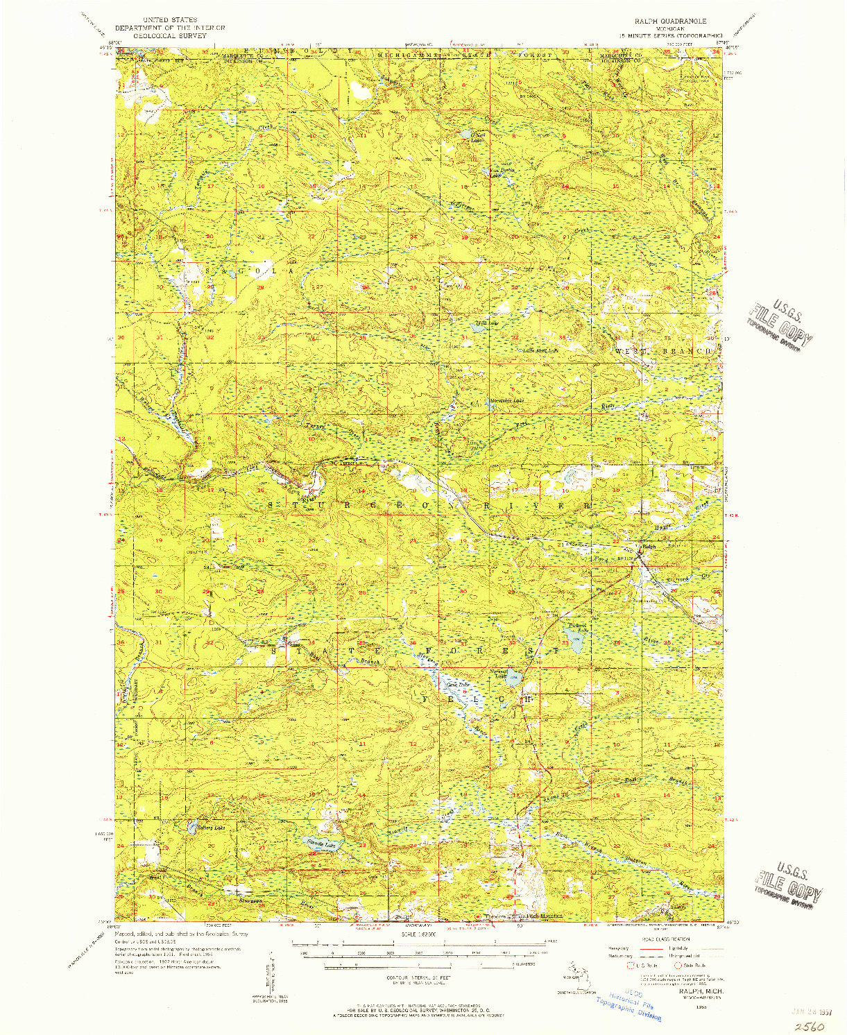 USGS 1:62500-SCALE QUADRANGLE FOR RALPH, MI 1955