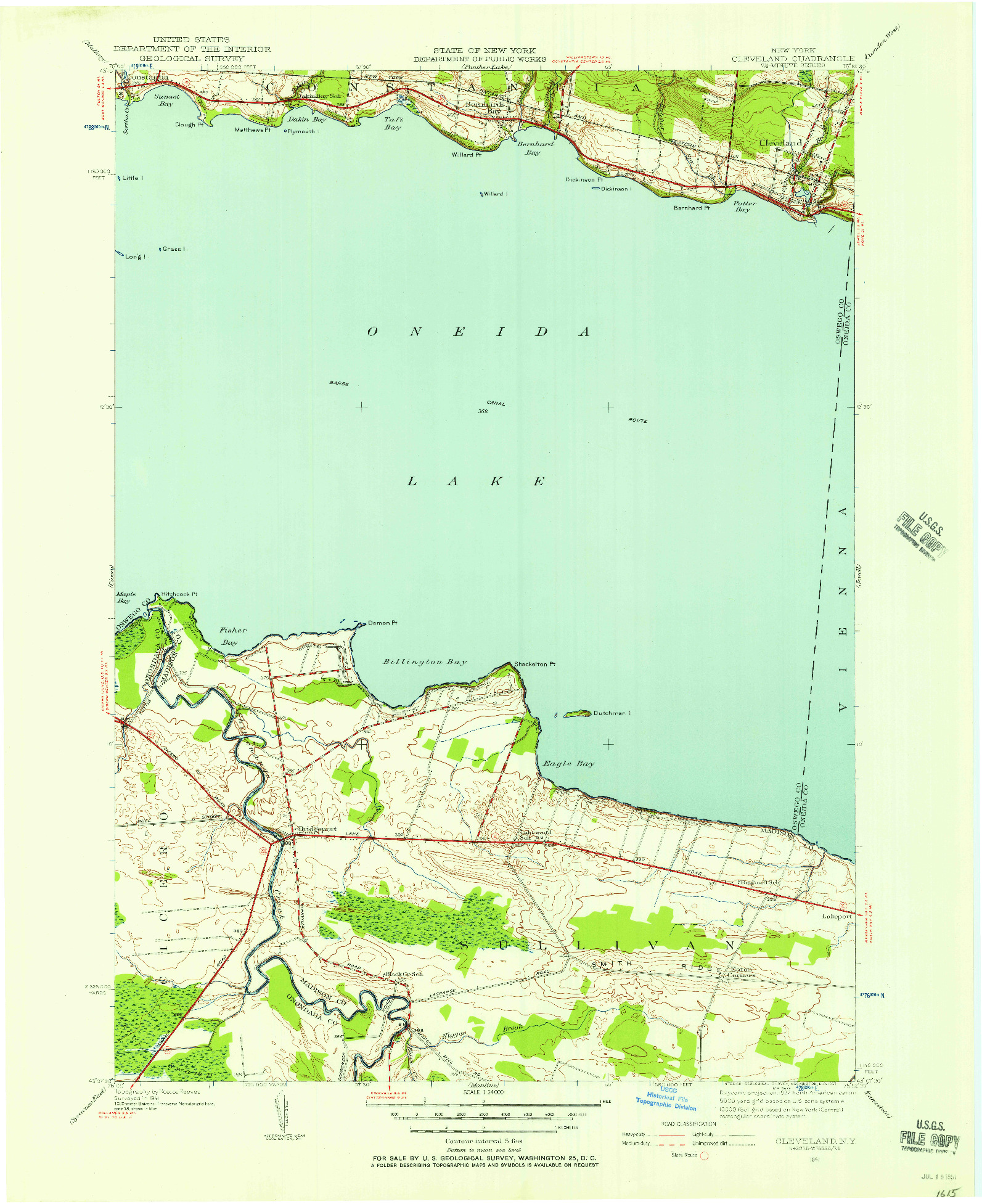 USGS 1:24000-SCALE QUADRANGLE FOR CLEVELAND, NY 1941