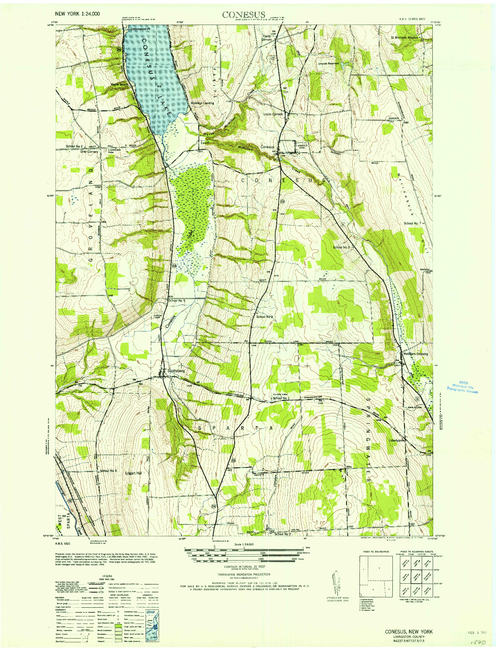 USGS 1:24000-SCALE QUADRANGLE FOR CONESUS, NY 1957