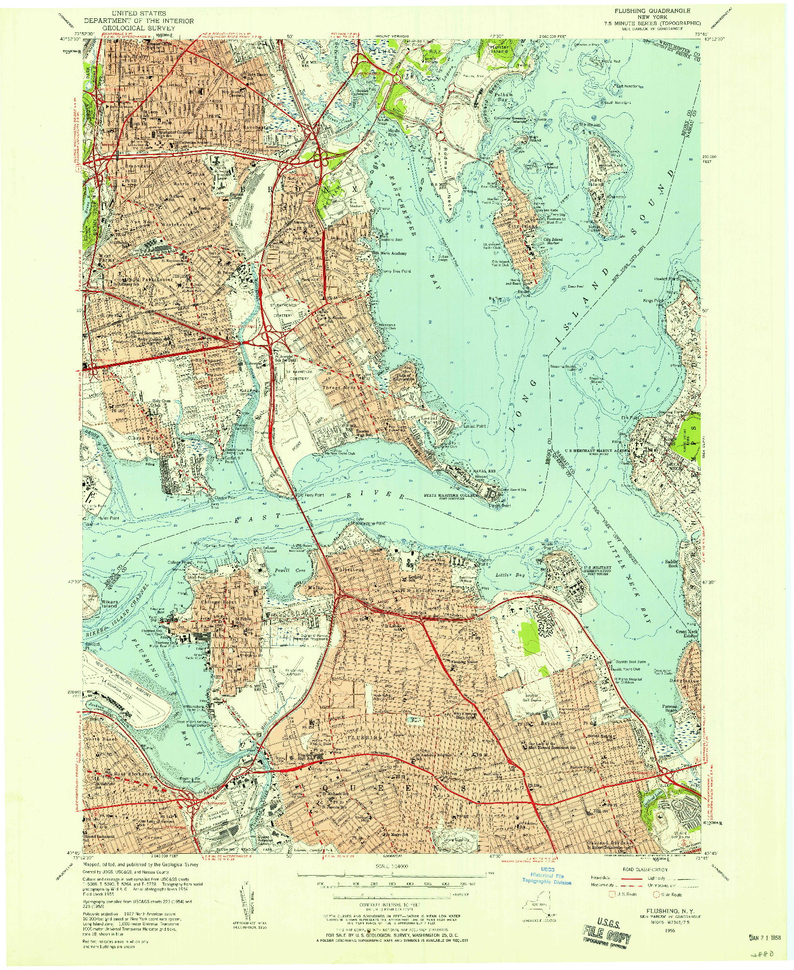 USGS 1:24000-SCALE QUADRANGLE FOR FLUSHING, NY 1955