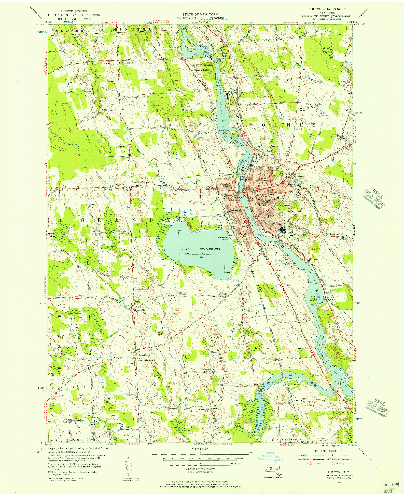 USGS 1:24000-SCALE QUADRANGLE FOR FULTON, NY 1955