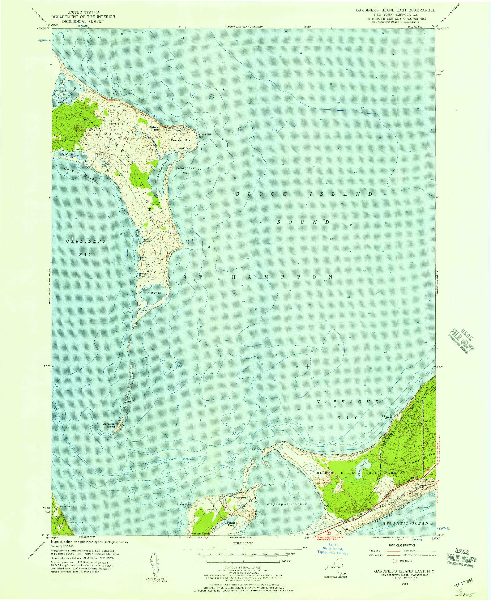 USGS 1:24000-SCALE QUADRANGLE FOR GARDINERS ISLAND EAST, NY 1956