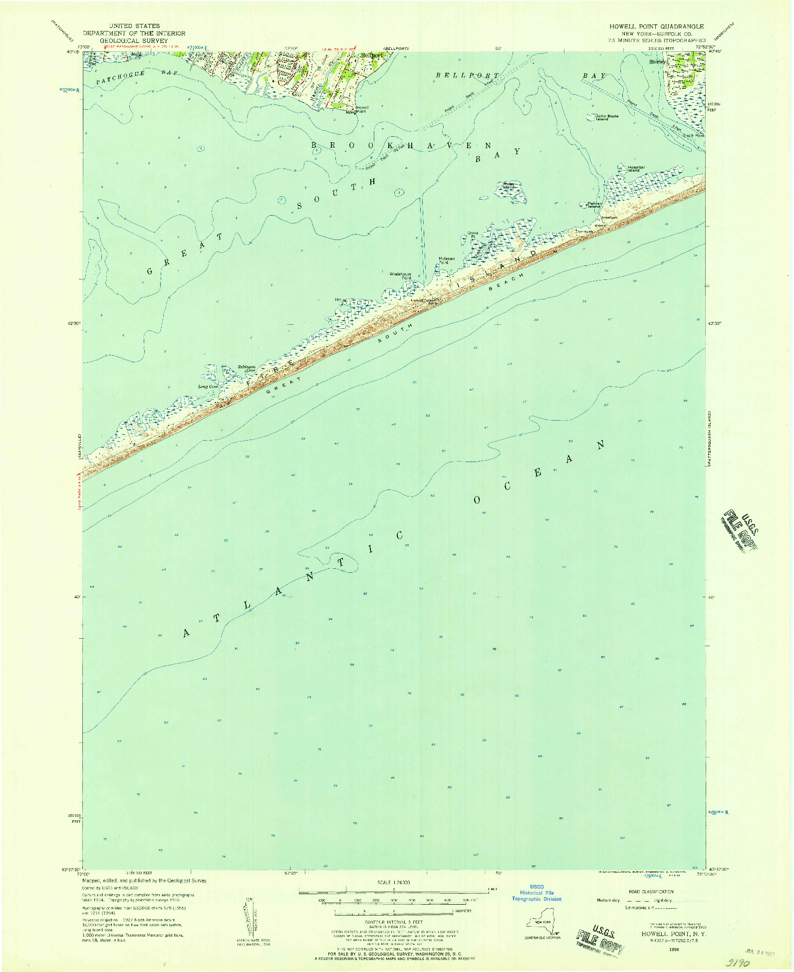 USGS 1:24000-SCALE QUADRANGLE FOR HOWELLS POINT, NY 1956