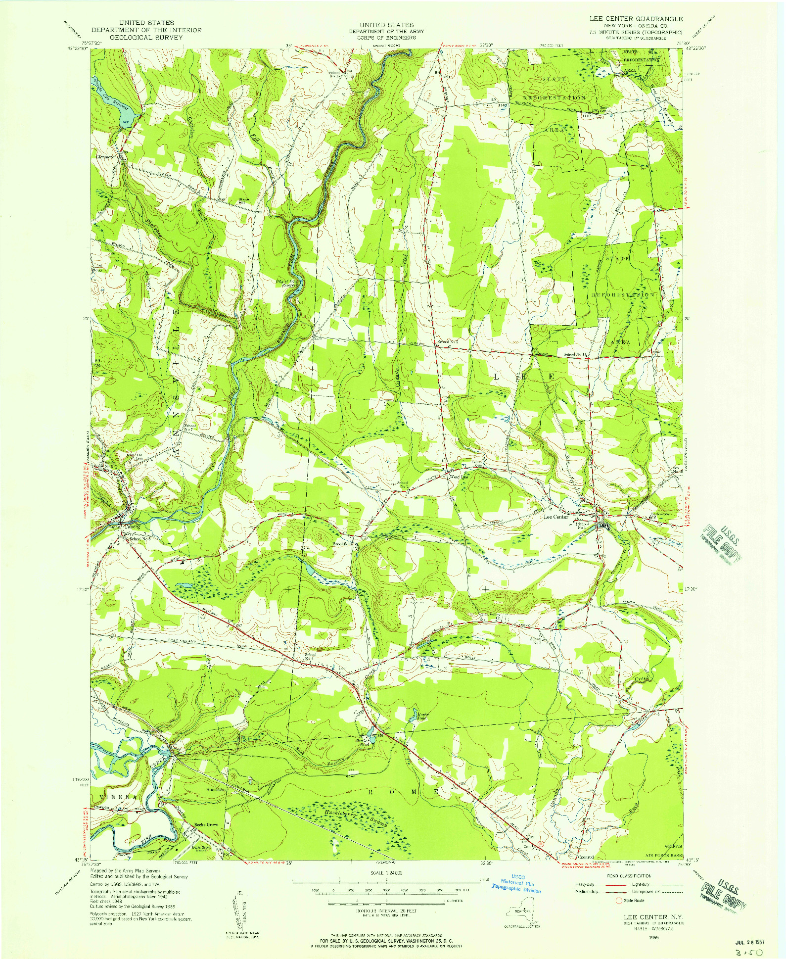 USGS 1:24000-SCALE QUADRANGLE FOR LEE CENTER, NY 1955