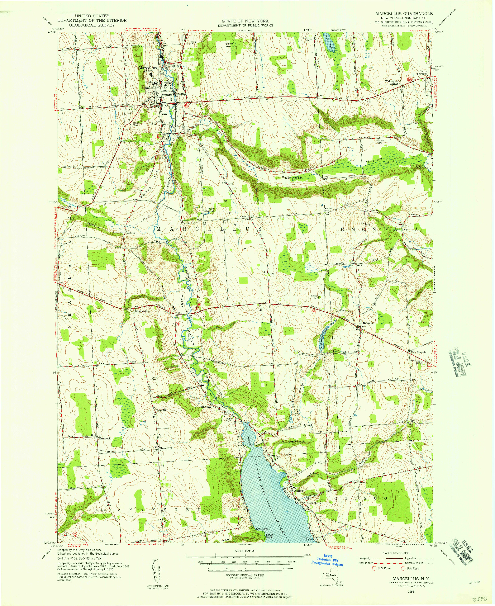 USGS 1:24000-SCALE QUADRANGLE FOR MARCELLUS, NY 1955