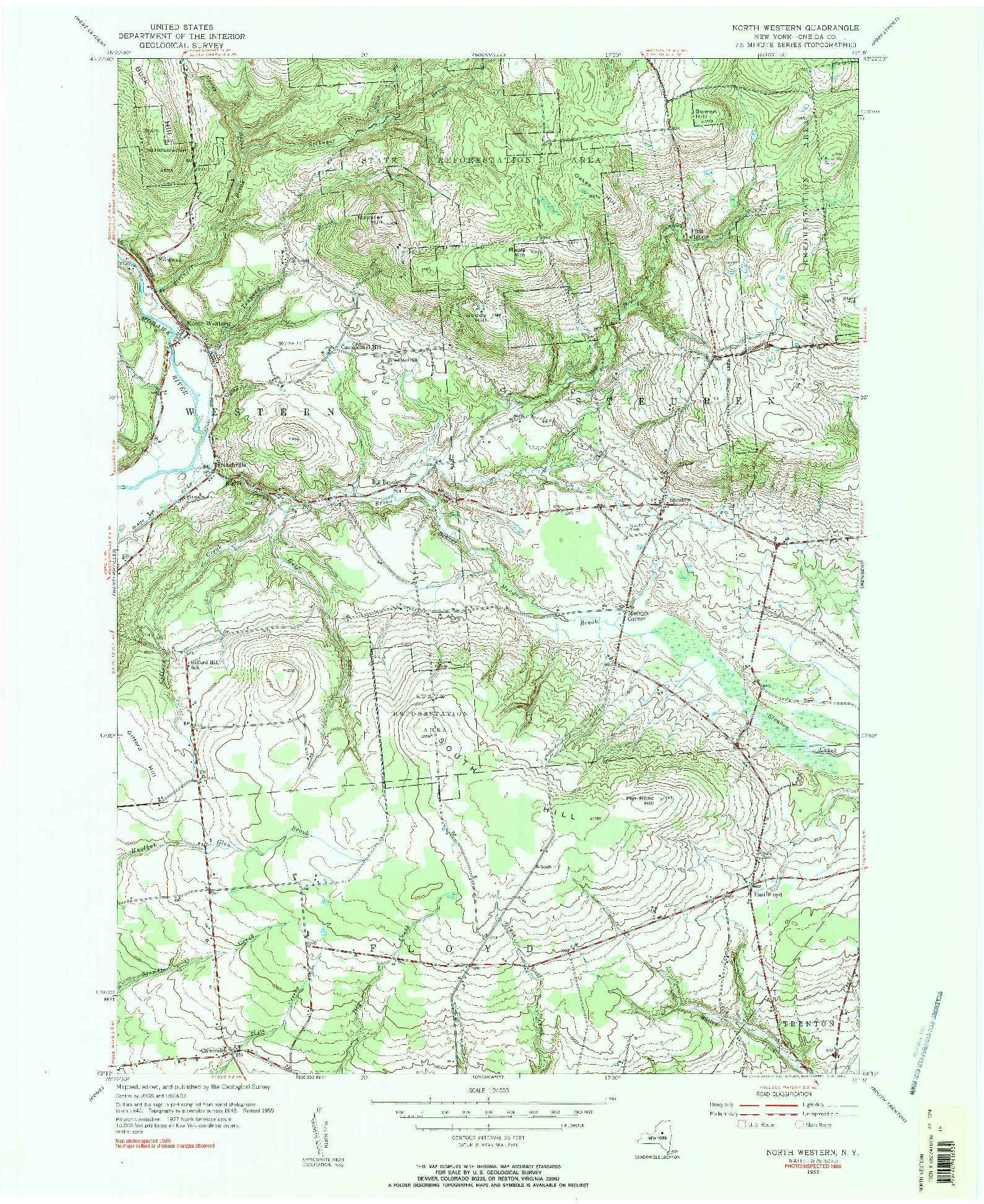 USGS 1:24000-SCALE QUADRANGLE FOR NORTH WESTERN, NY 1955