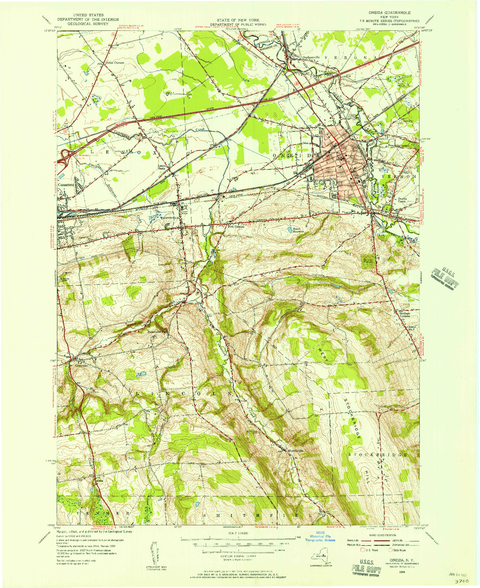 USGS 1:24000-SCALE QUADRANGLE FOR ONEIDA, NY 1955