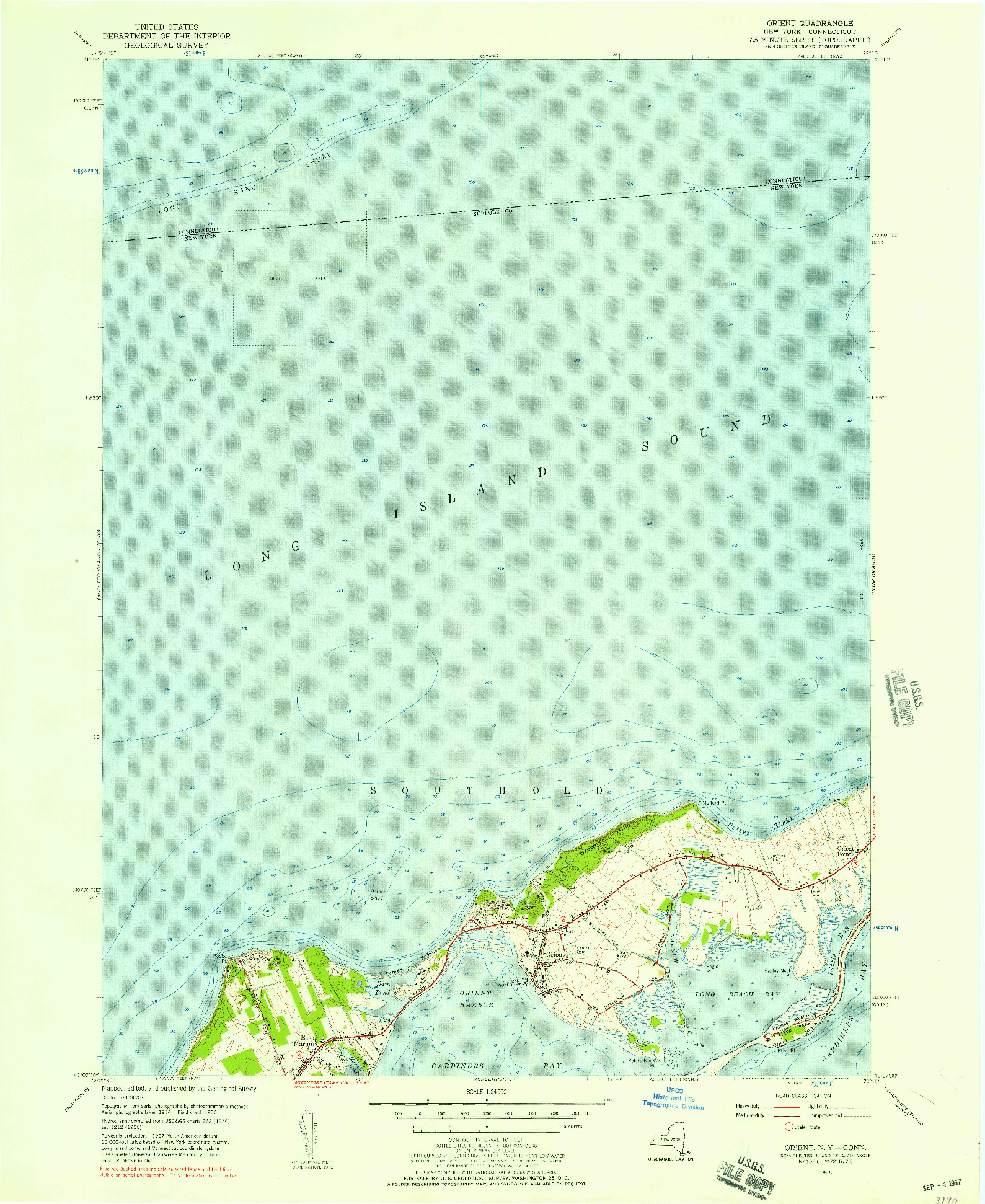 USGS 1:24000-SCALE QUADRANGLE FOR ORIENT, NY 1956