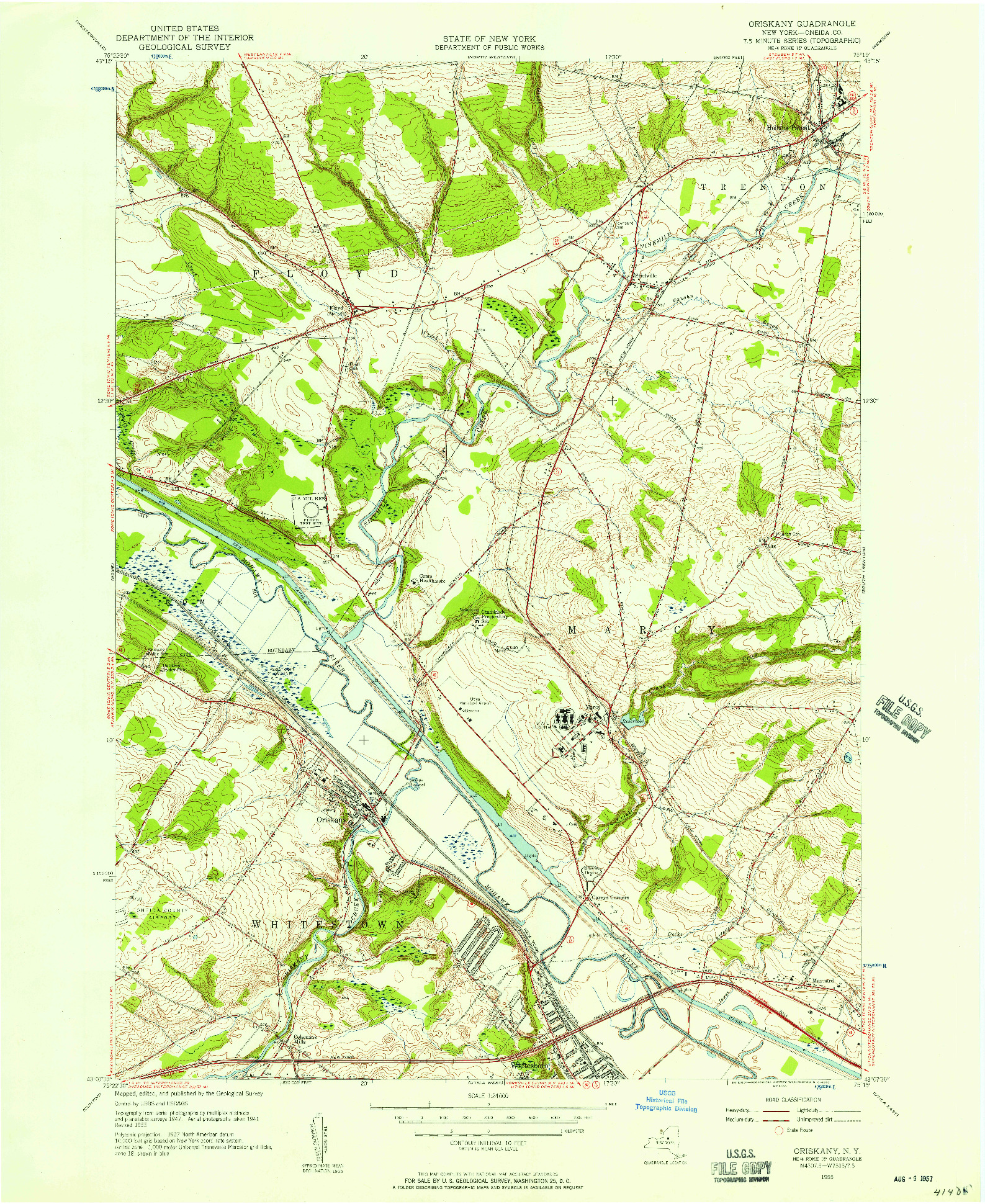 USGS 1:24000-SCALE QUADRANGLE FOR ORISKANY, NY 1955