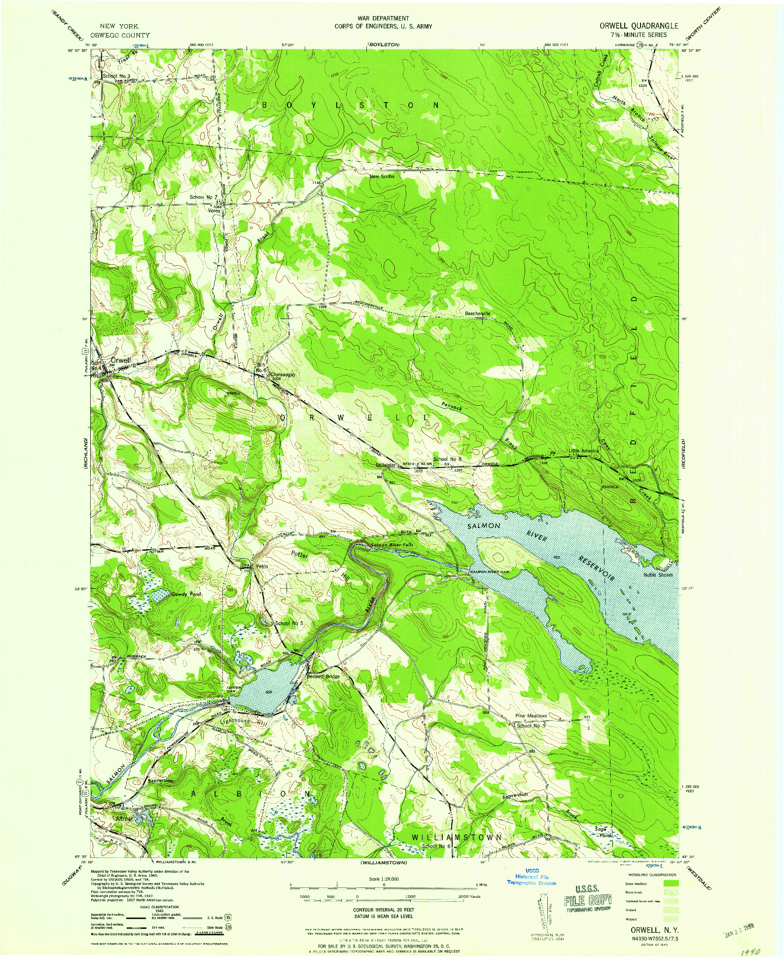 USGS 1:24000-SCALE QUADRANGLE FOR ORWELL, NY 1943