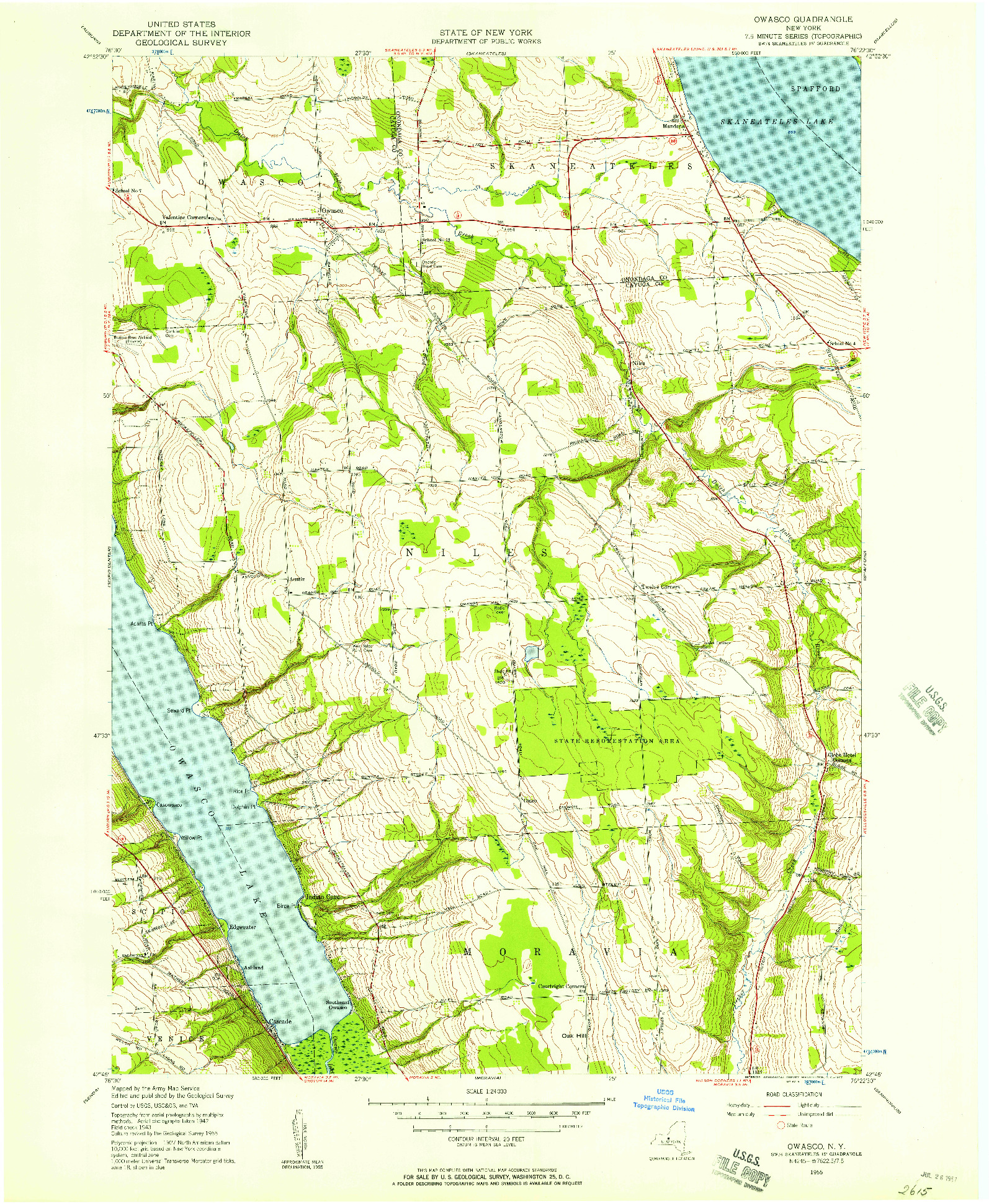 USGS 1:24000-SCALE QUADRANGLE FOR OWASCO, NY 1955