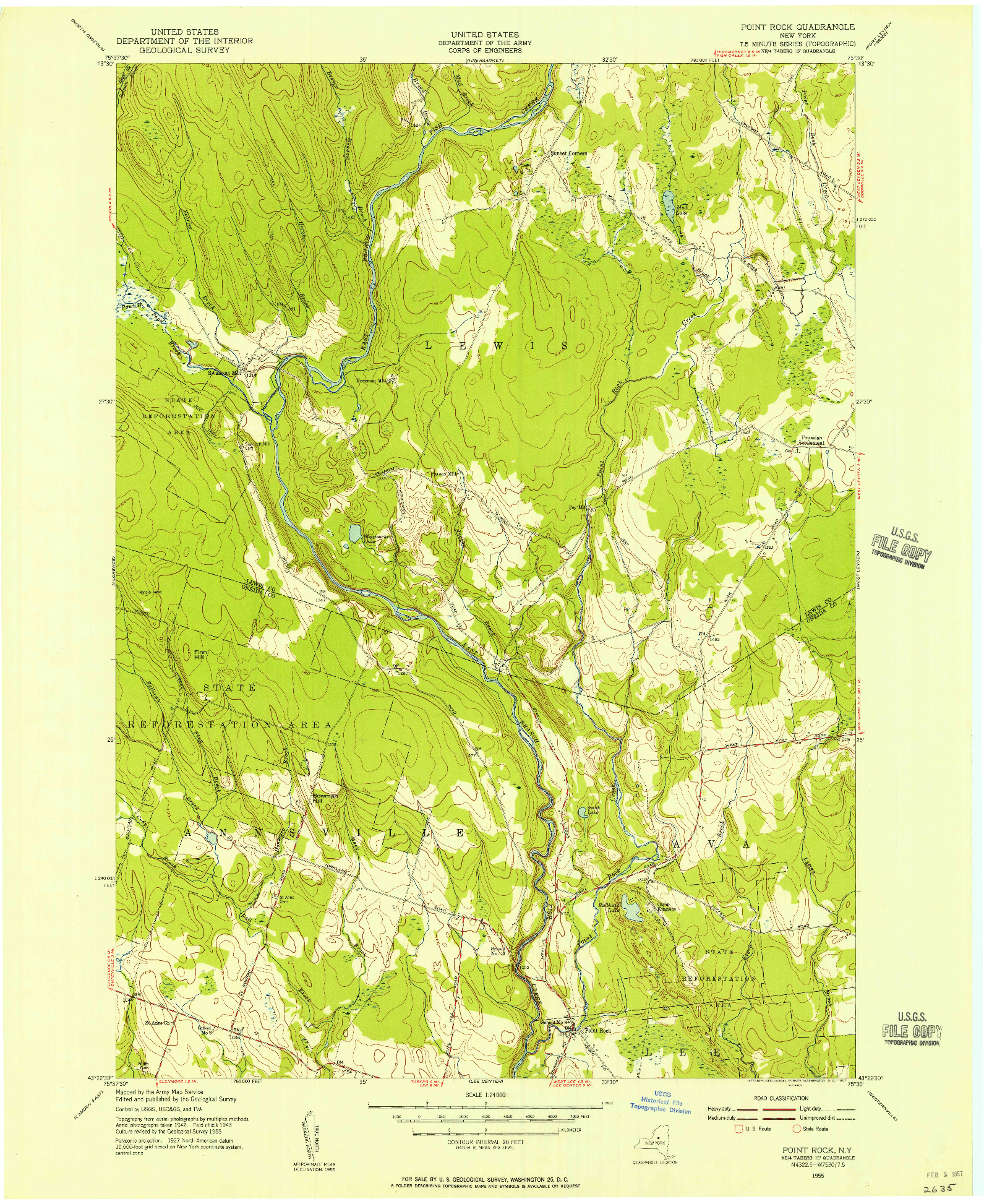 USGS 1:24000-SCALE QUADRANGLE FOR POINT ROCK, NY 1955