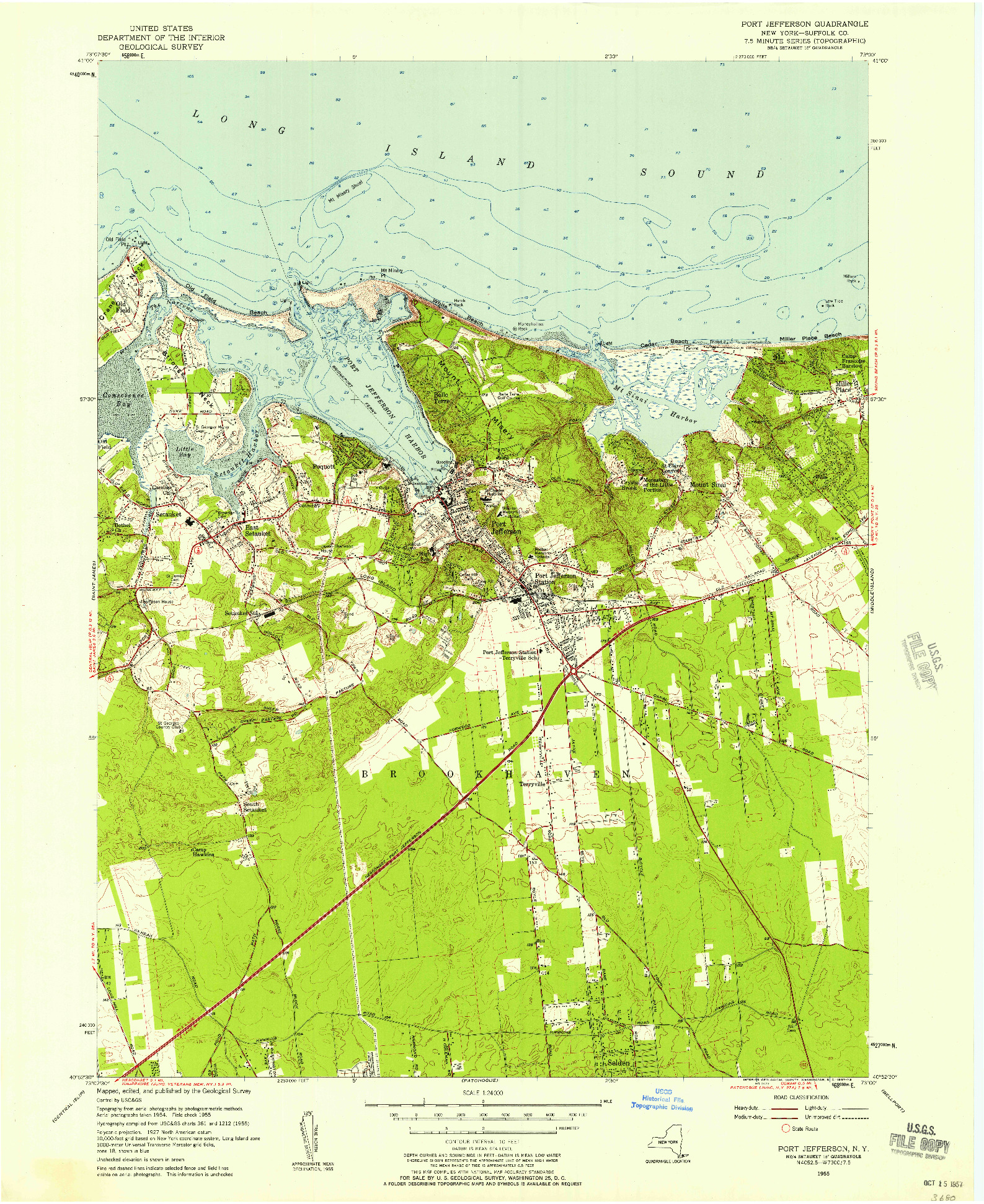USGS 1:24000-SCALE QUADRANGLE FOR PORT JEFFERSON, NY 1955