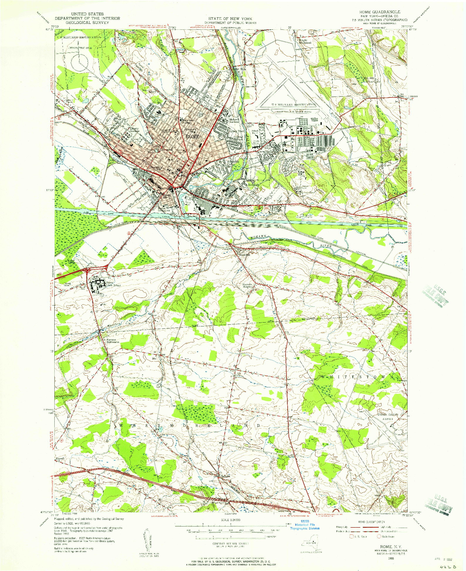 USGS 1:24000-SCALE QUADRANGLE FOR ROME, NY 1955