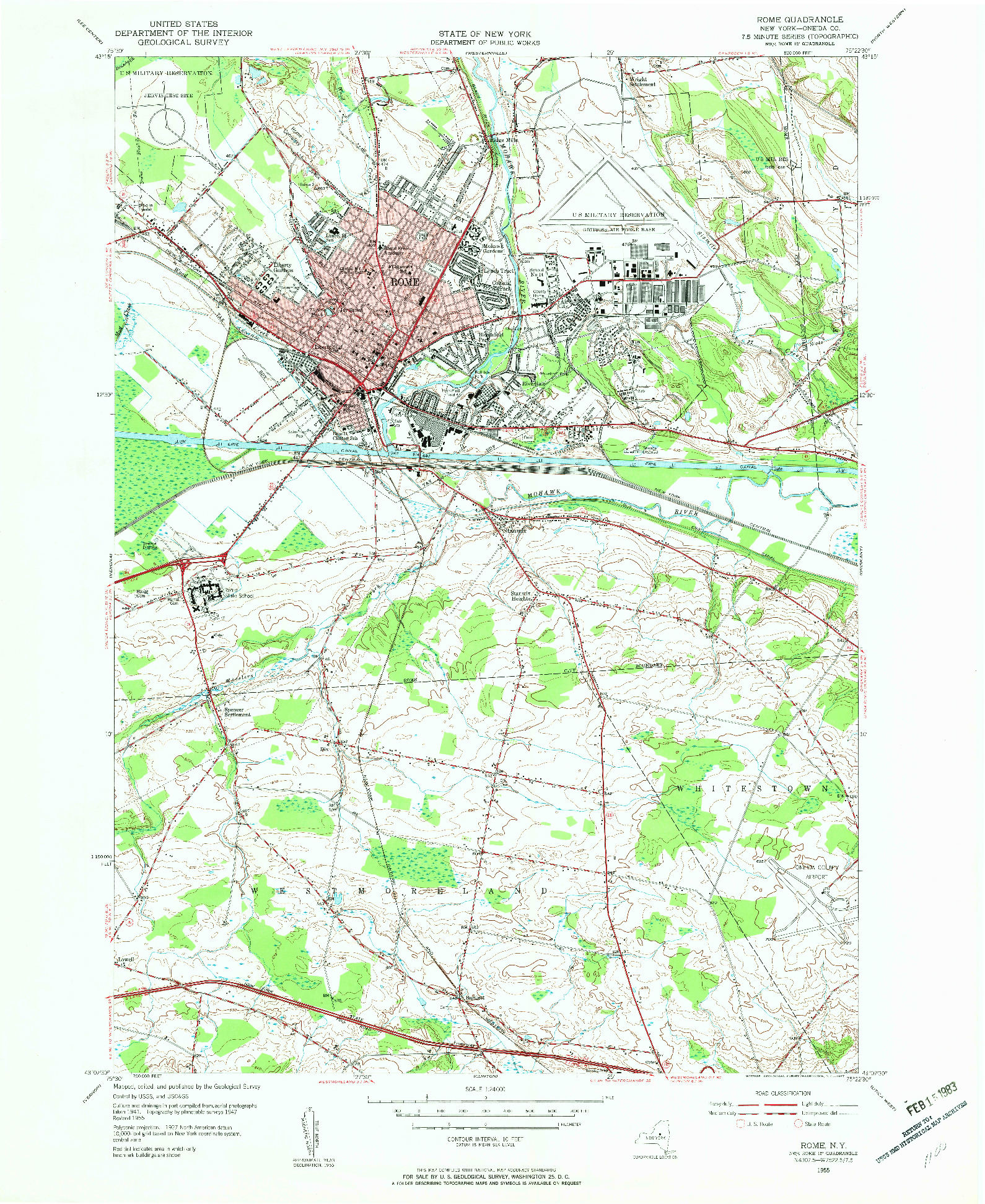 USGS 1:24000-SCALE QUADRANGLE FOR ROME, NY 1955