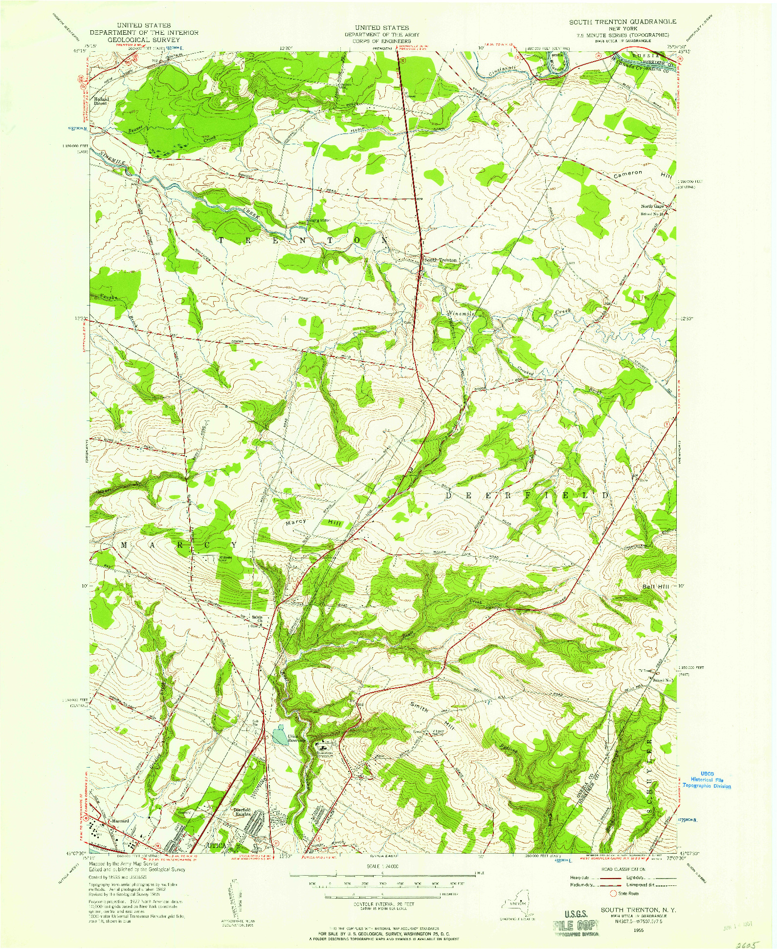 USGS 1:24000-SCALE QUADRANGLE FOR SOUTH TRENTON, NY 1955