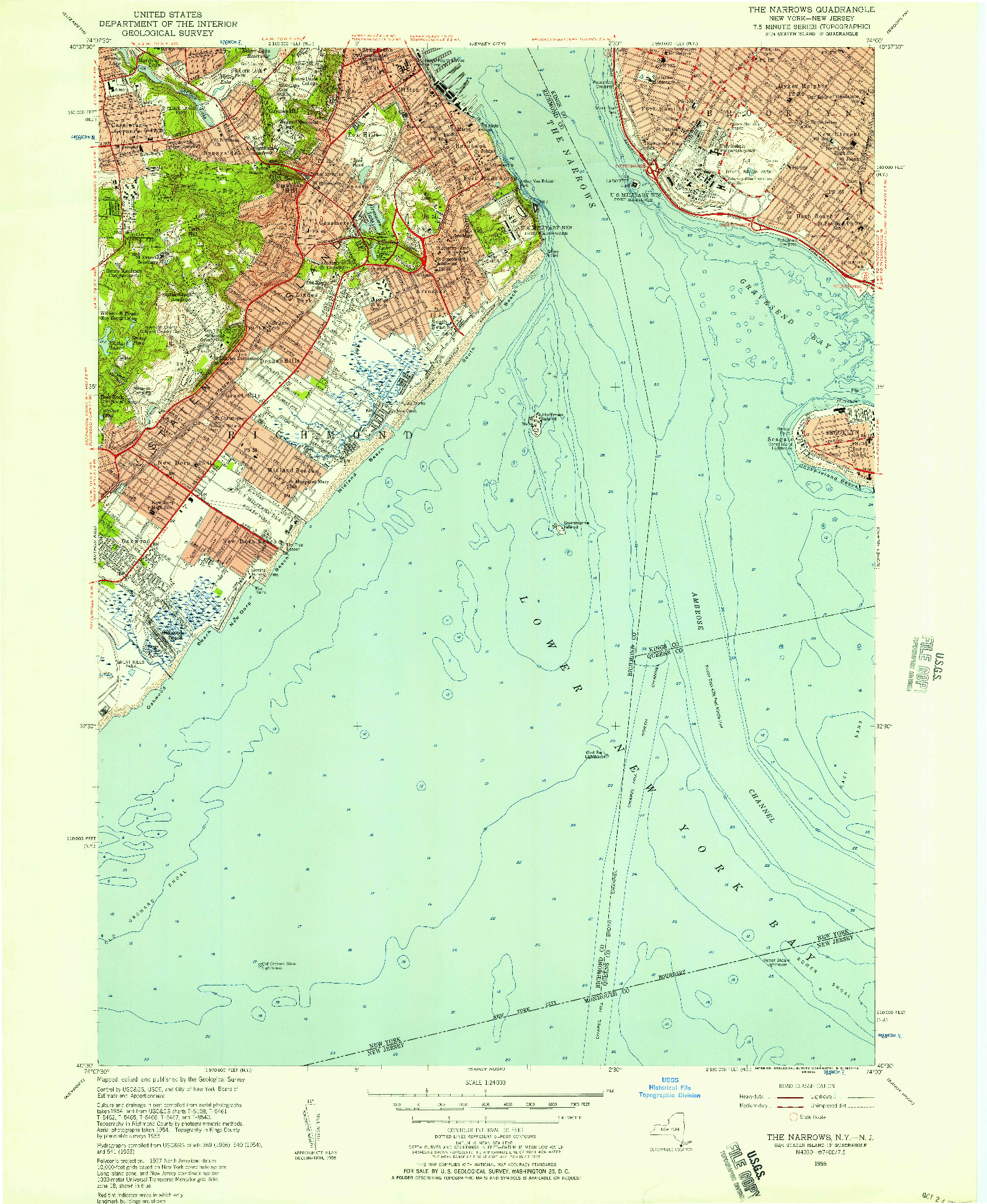 USGS 1:24000-SCALE QUADRANGLE FOR THE NARROWS, NY 1955
