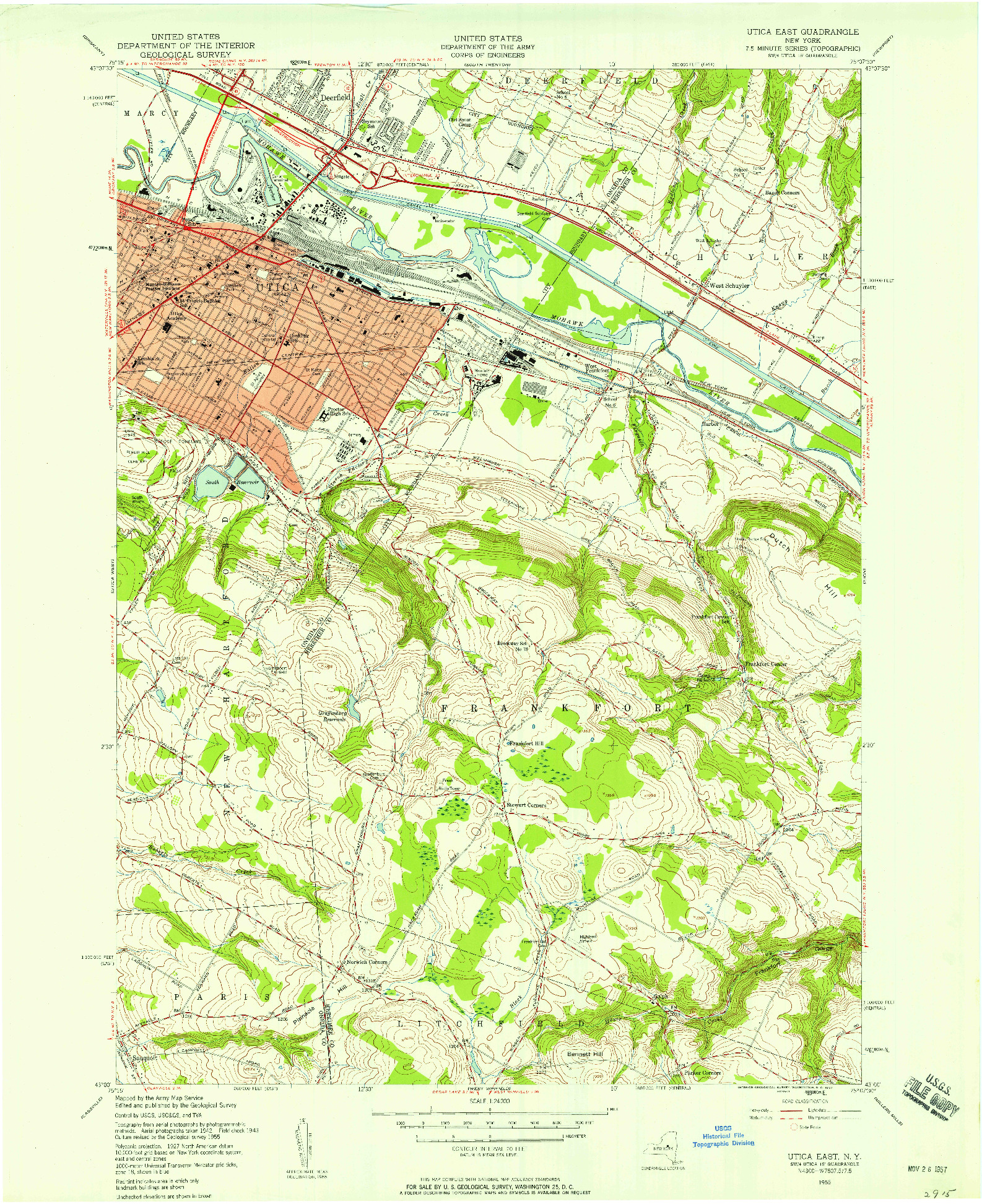 USGS 1:24000-SCALE QUADRANGLE FOR UTICA EAST, NY 1955