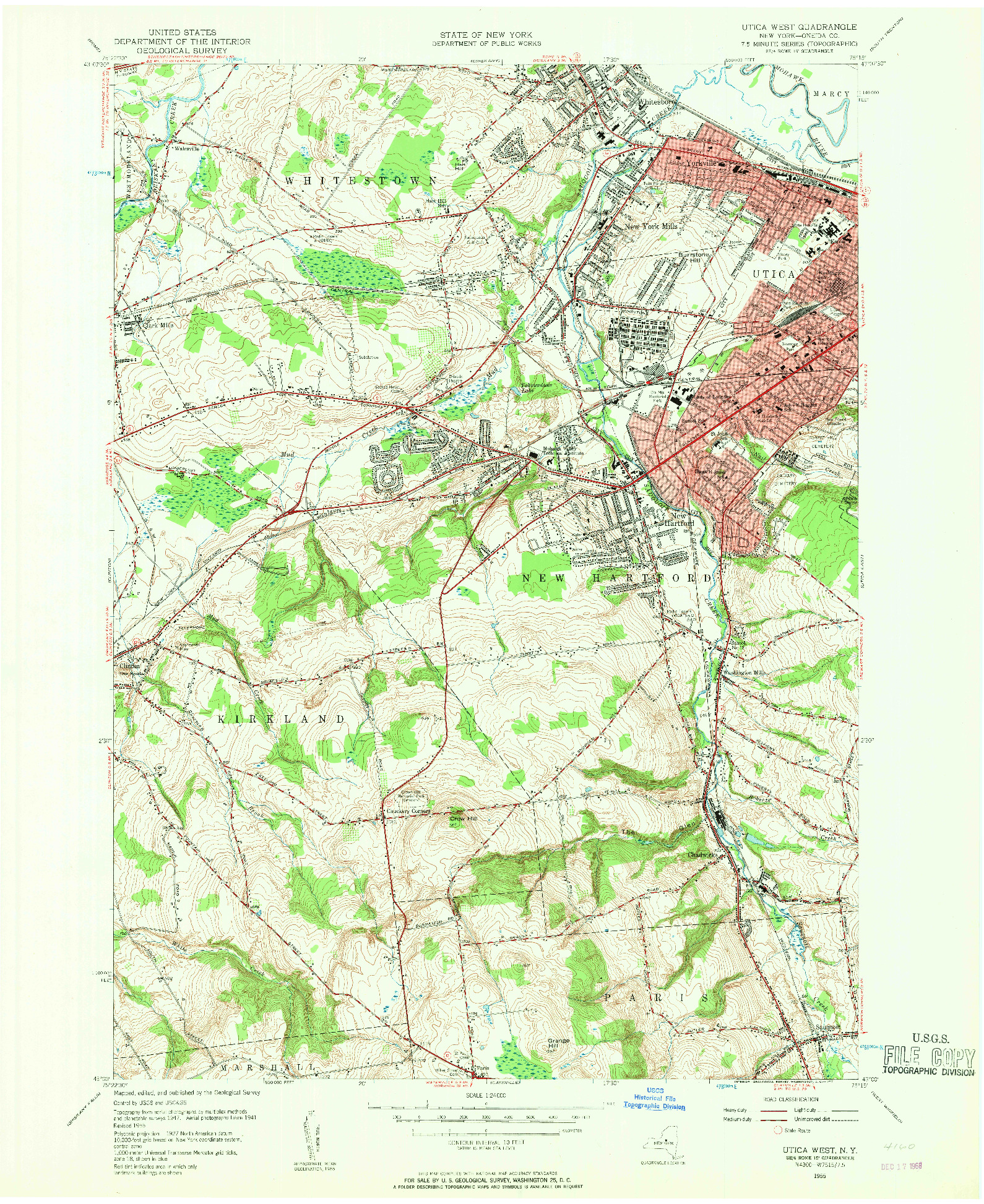 USGS 1:24000-SCALE QUADRANGLE FOR UTICA WEST, NY 1955