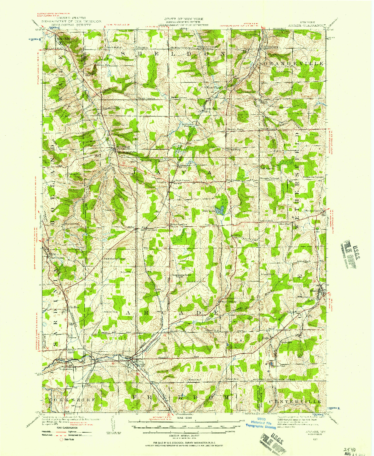 USGS 1:62500-SCALE QUADRANGLE FOR ARCADE, NY 1923