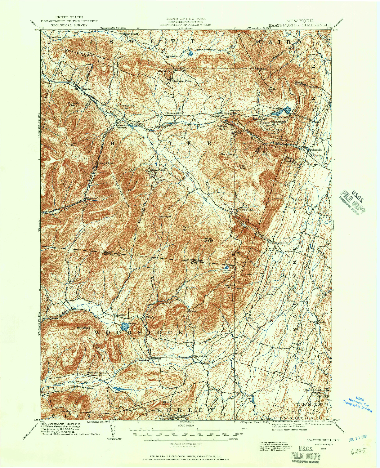USGS 1:62500-SCALE QUADRANGLE FOR KAATERSKILL, NY 1892