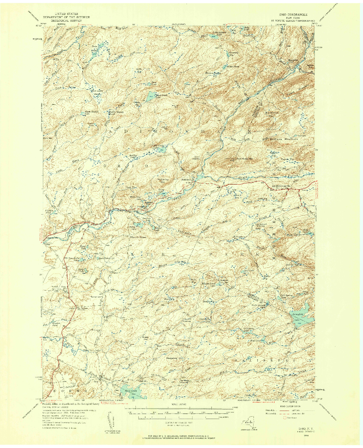 USGS 1:62500-SCALE QUADRANGLE FOR OHIO, NY 1954