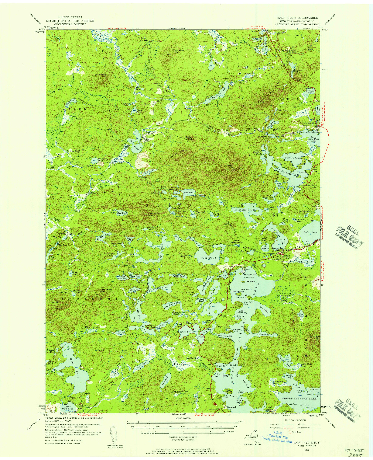 USGS 1:62500-SCALE QUADRANGLE FOR SAINT REGIS, NY 1955