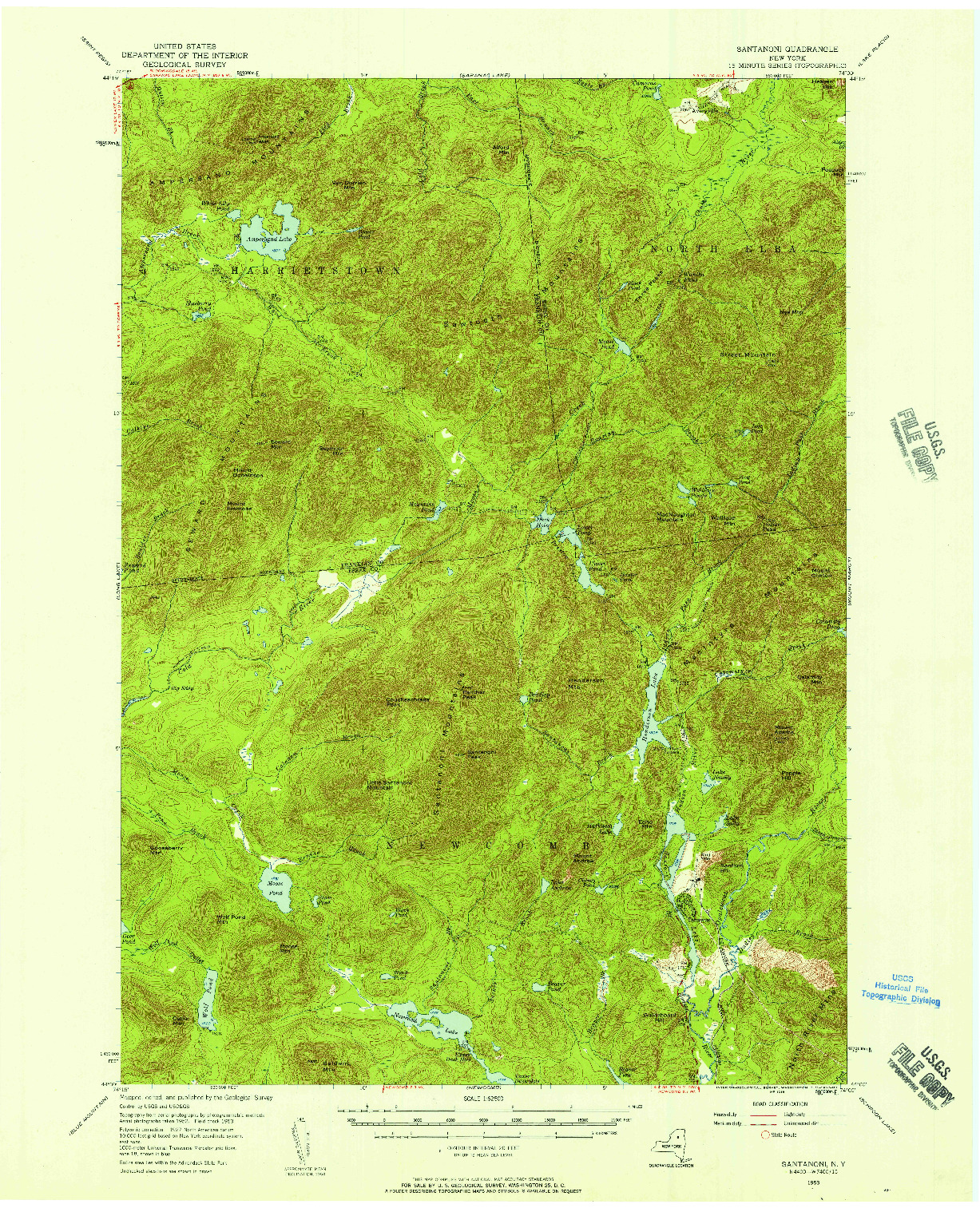 USGS 1:62500-SCALE QUADRANGLE FOR SANTANONI, NY 1953