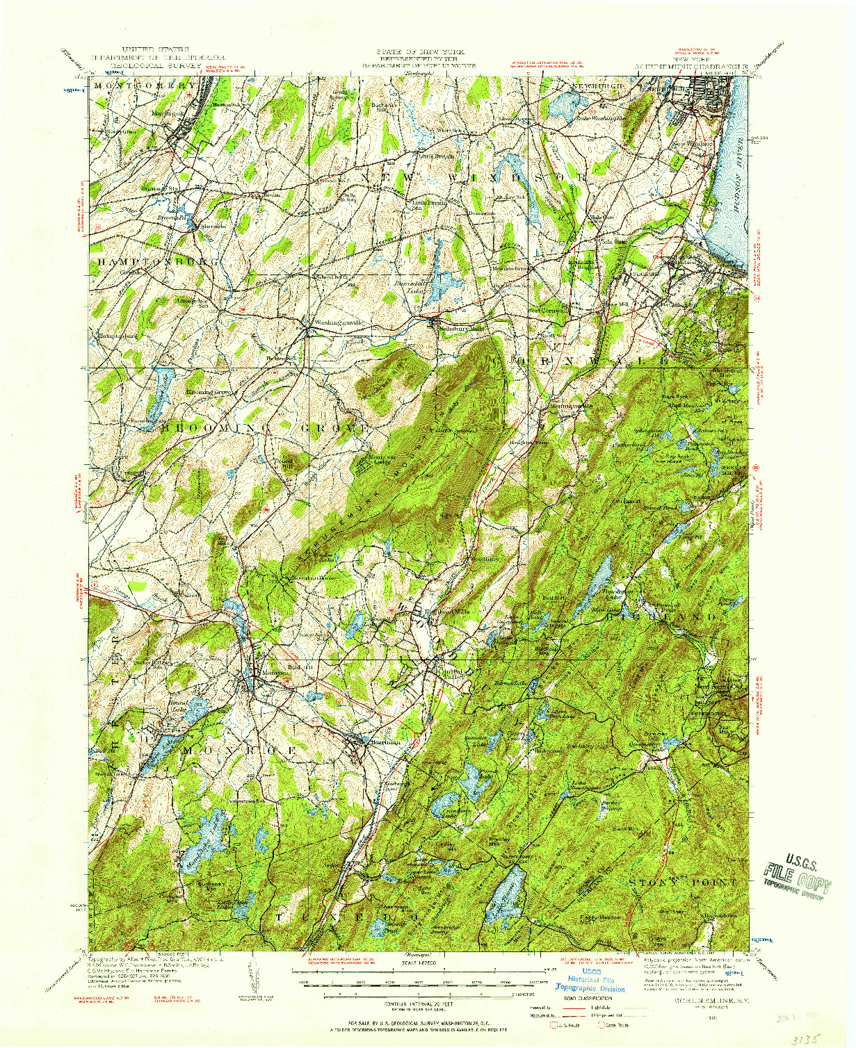 USGS 1:62500-SCALE QUADRANGLE FOR SCHUNEMUNK, NY 1930