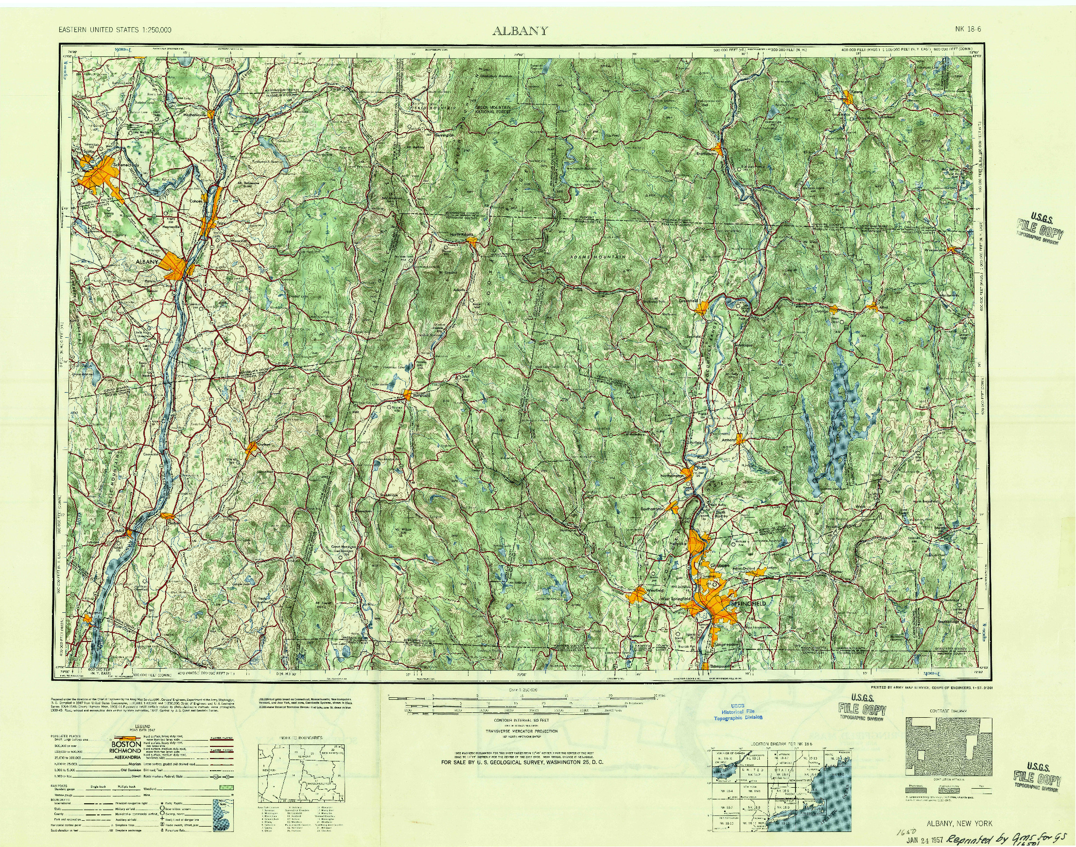 USGS 1:250000-SCALE QUADRANGLE FOR ALBANY, NY 1957