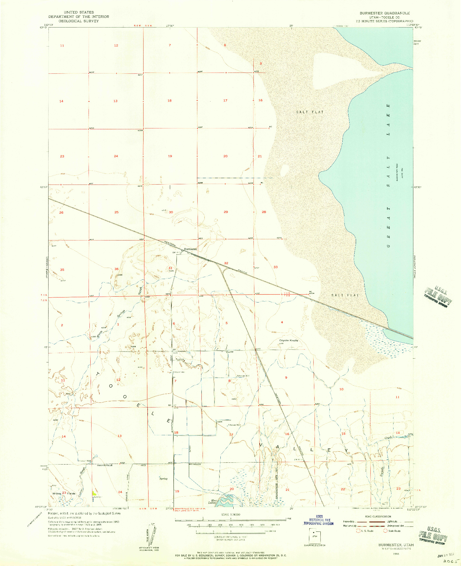 USGS 1:24000-SCALE QUADRANGLE FOR BURMESTER, UT 1955