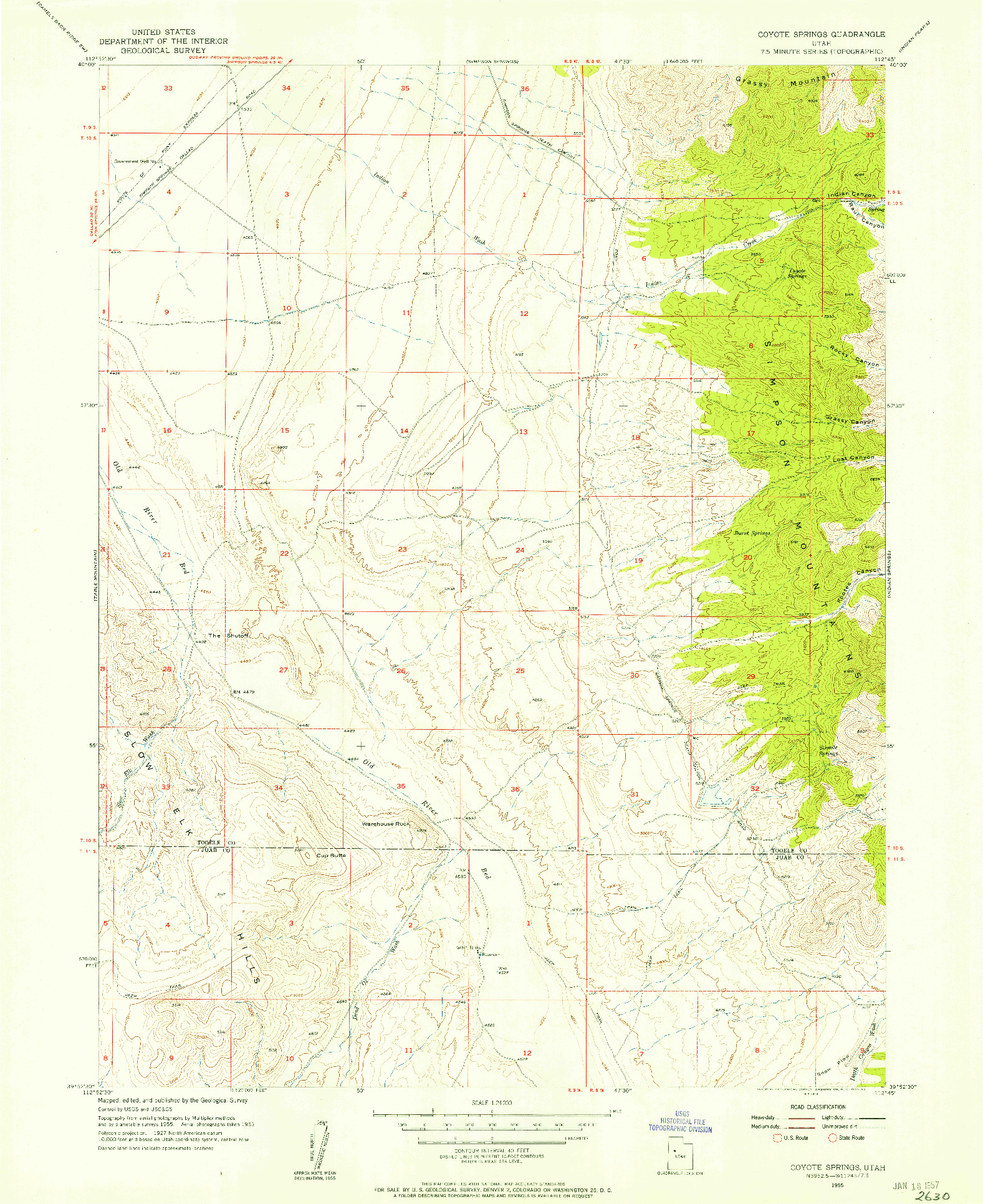 USGS 1:24000-SCALE QUADRANGLE FOR COYOTE SPRINGS, UT 1955