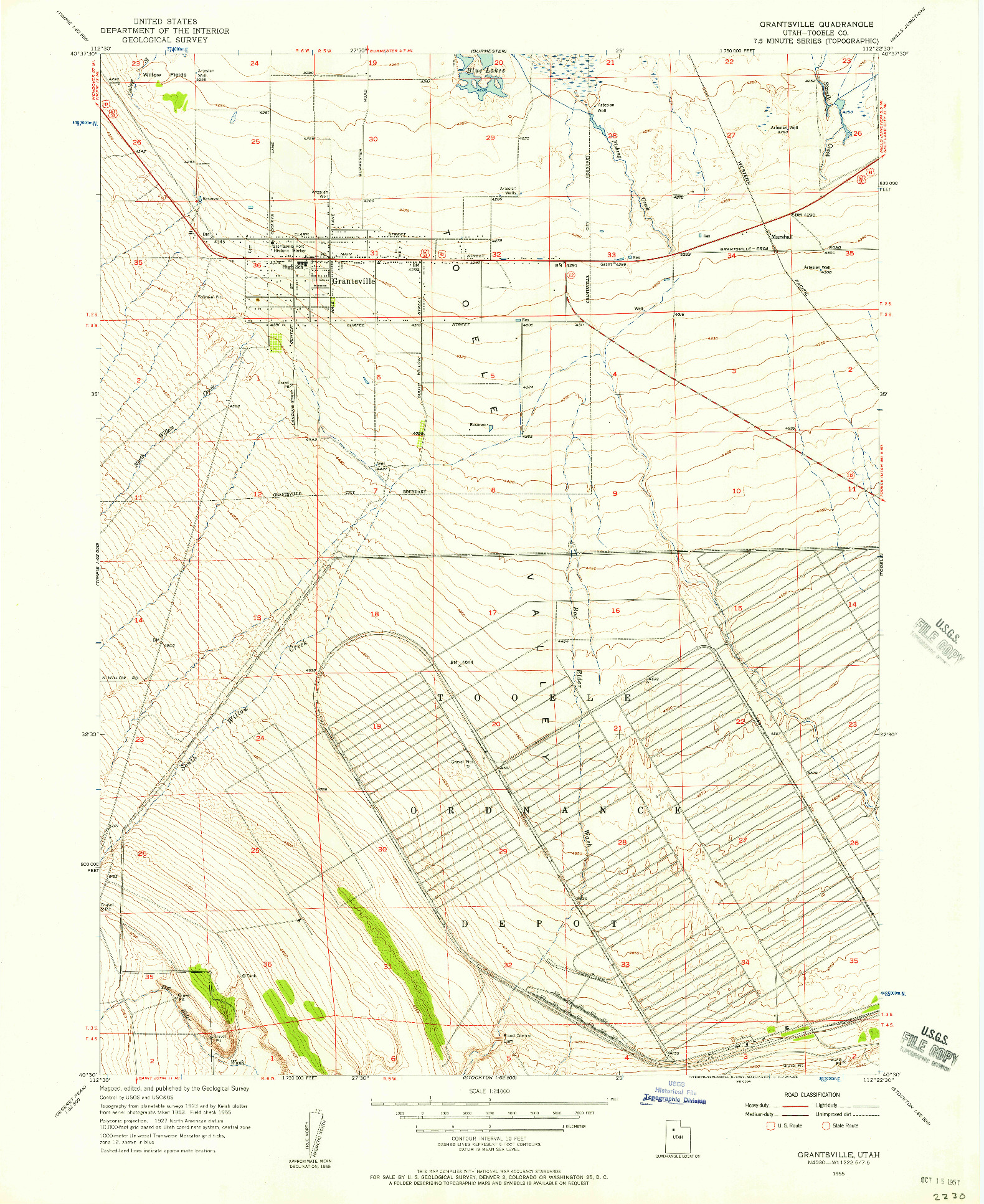 USGS 1:24000-SCALE QUADRANGLE FOR GRANTSVILLE, UT 1955
