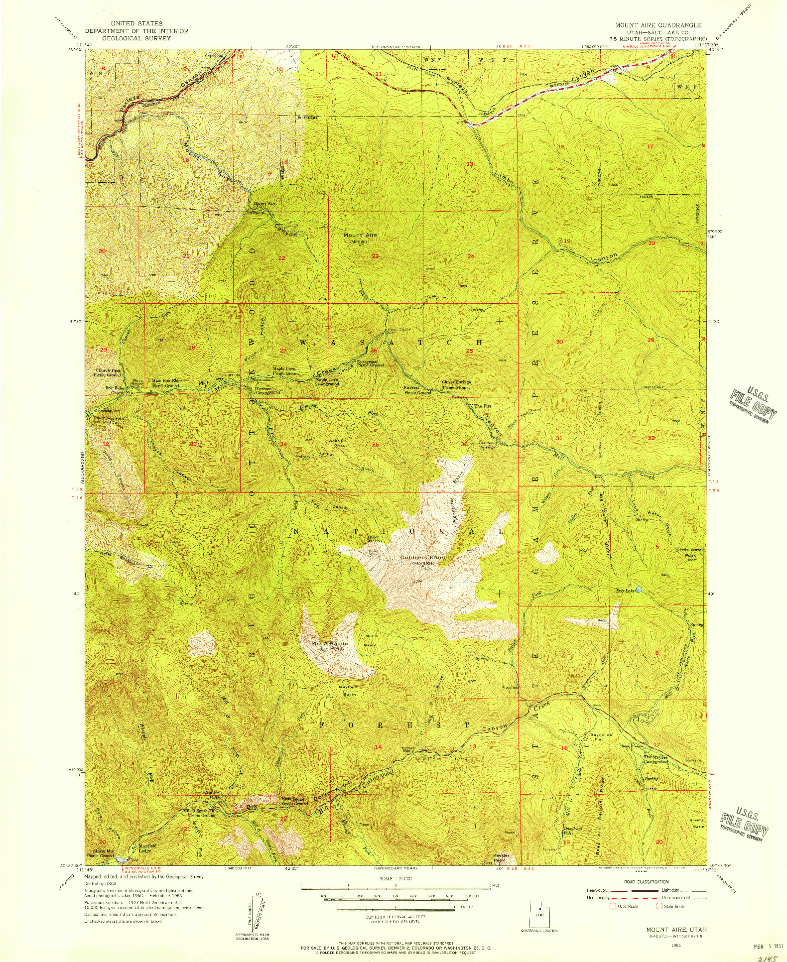 USGS 1:24000-SCALE QUADRANGLE FOR MOUNT AIRE, UT 1955