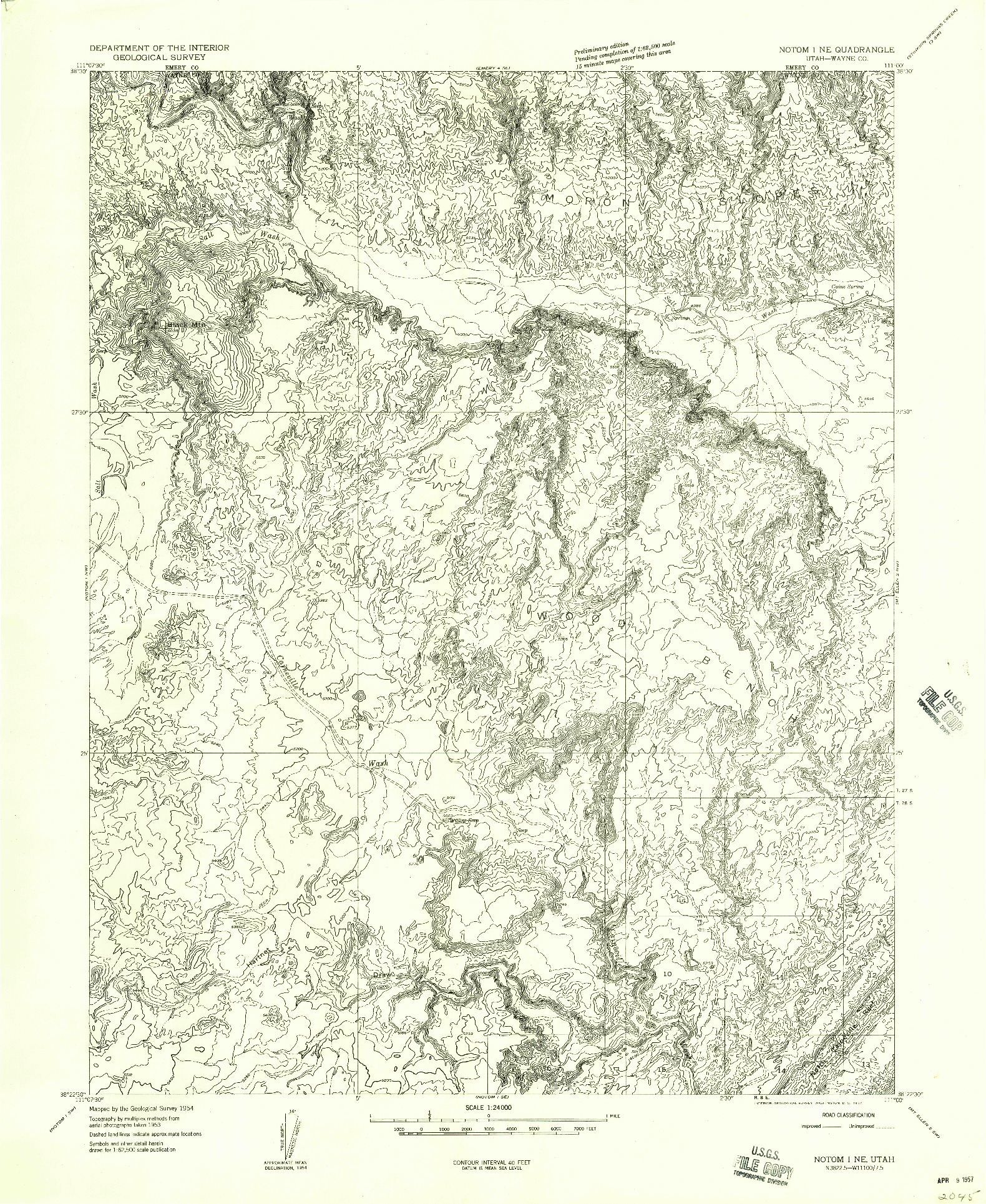 USGS 1:24000-SCALE QUADRANGLE FOR NOTOM 1 NE, UT 1954