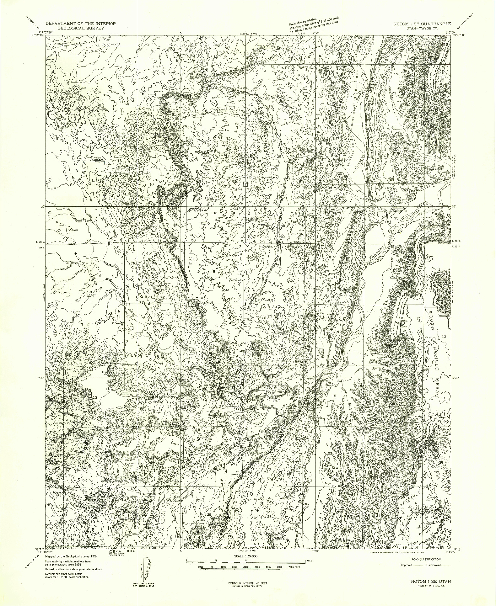 USGS 1:24000-SCALE QUADRANGLE FOR NOTOM 1 SE, UT 1954