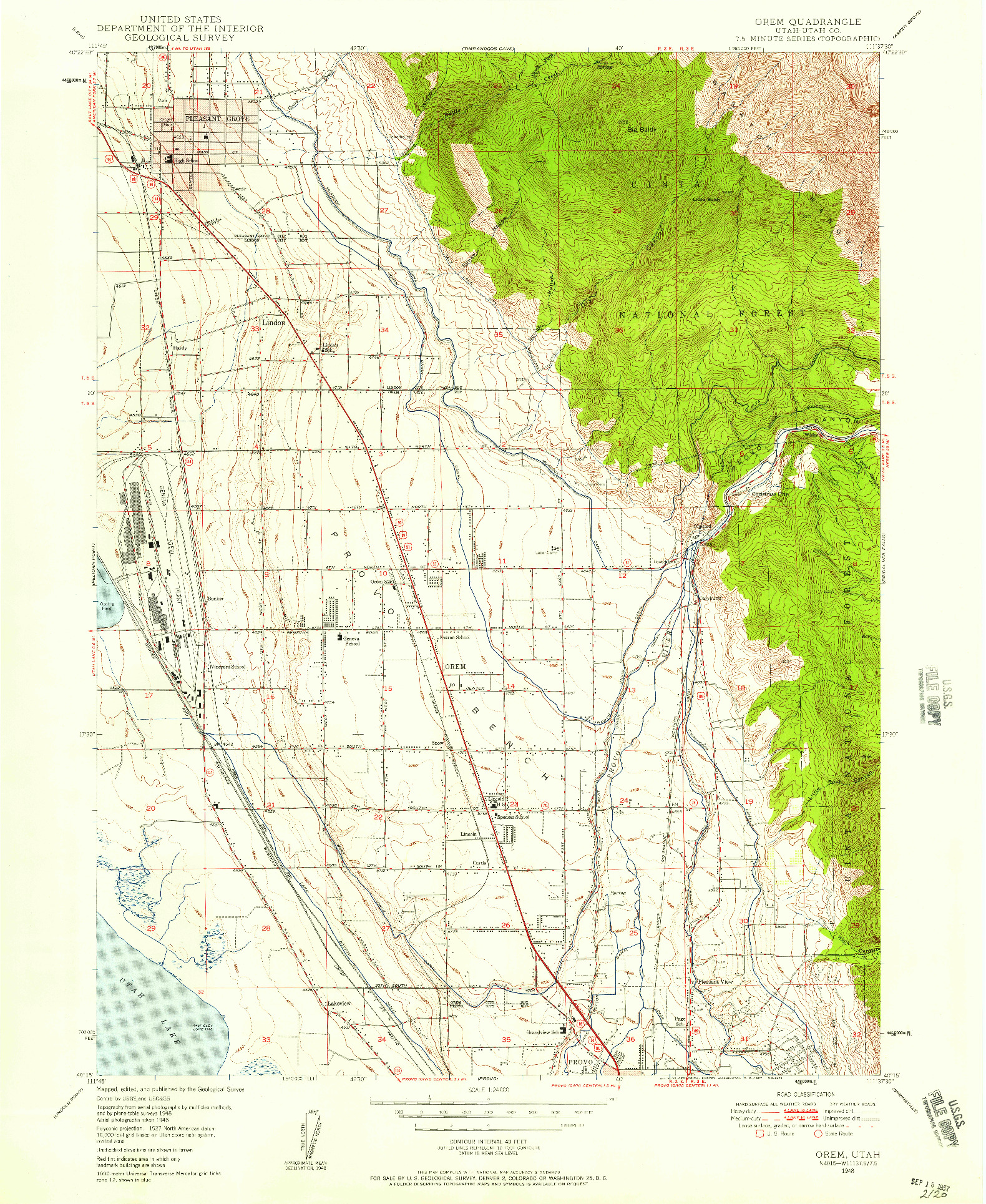 USGS 1:24000-SCALE QUADRANGLE FOR OREM, UT 1948