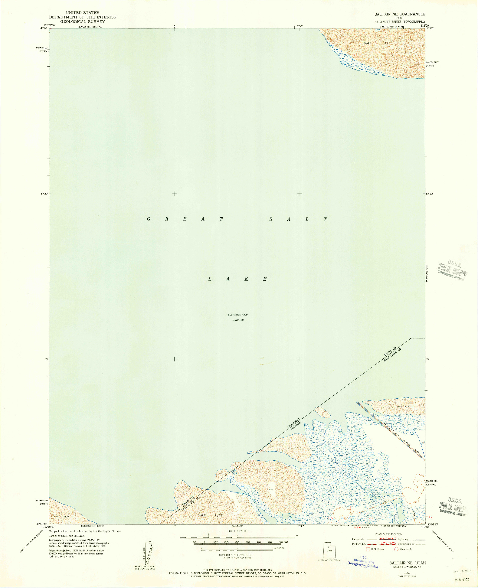 USGS 1:24000-SCALE QUADRANGLE FOR SALTAIR NE, UT 1952