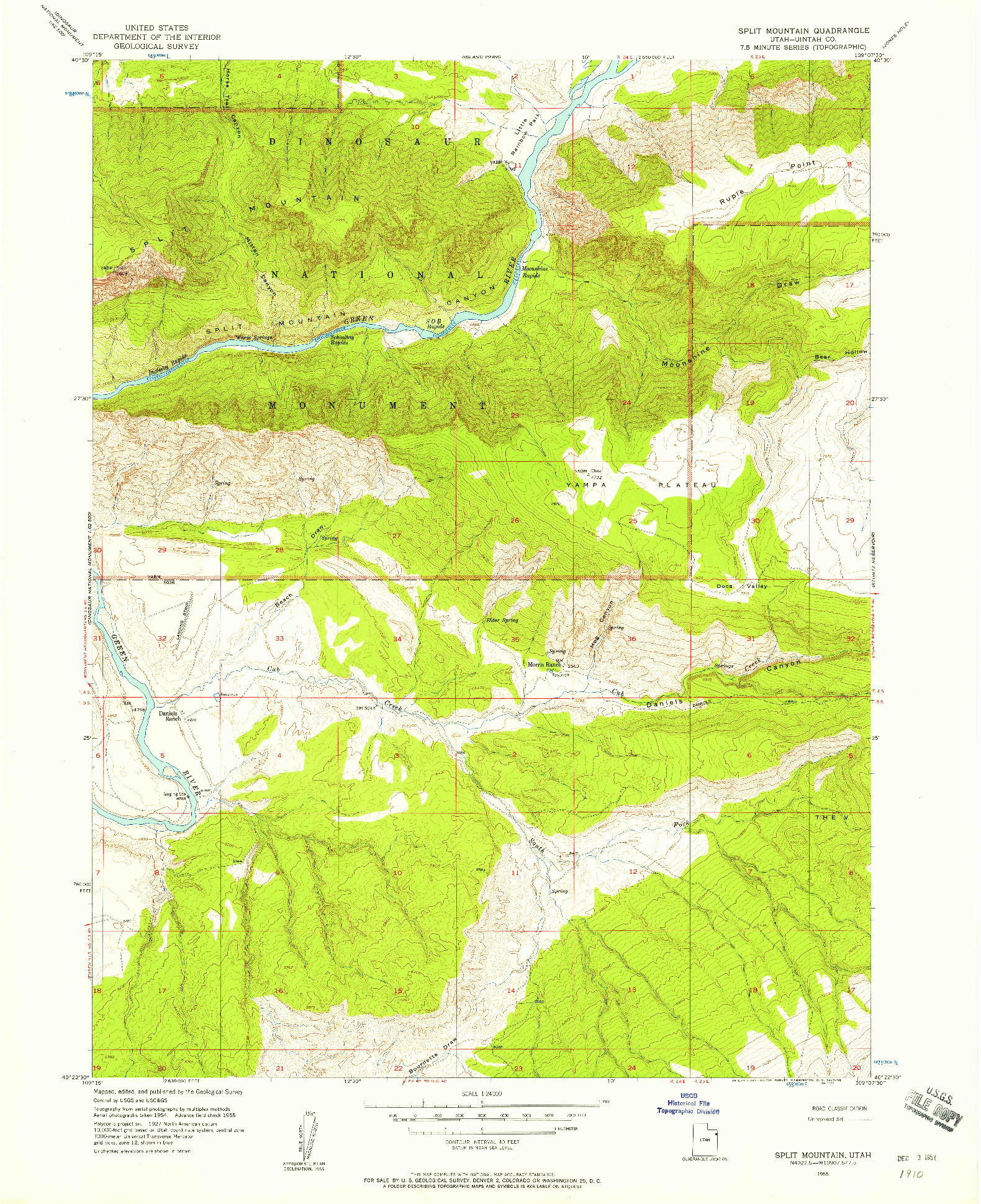 USGS 1:24000-SCALE QUADRANGLE FOR SPLIT MOUNTAIN, UT 1955