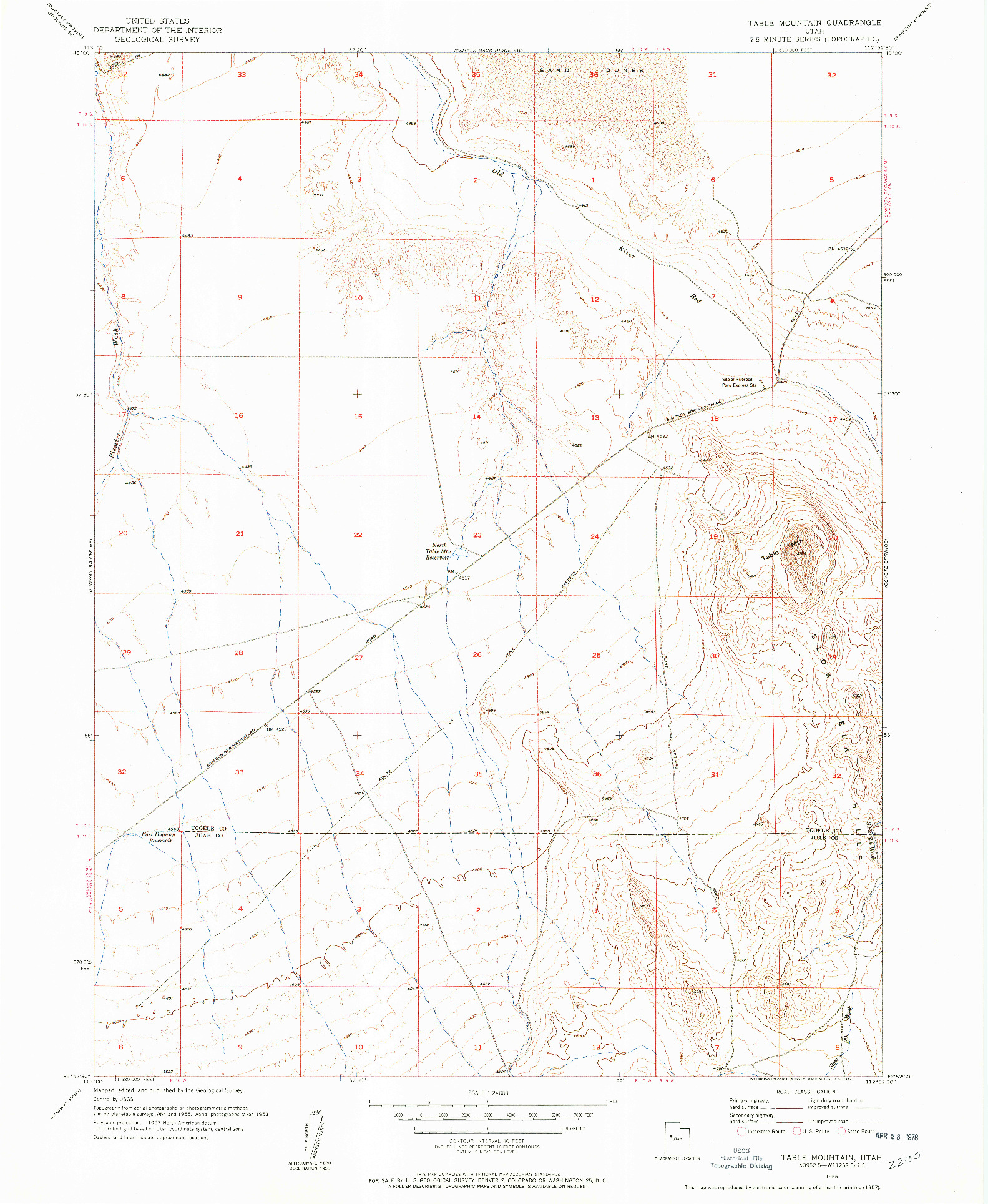 USGS 1:24000-SCALE QUADRANGLE FOR TABLE MOUNTAIN, UT 1955