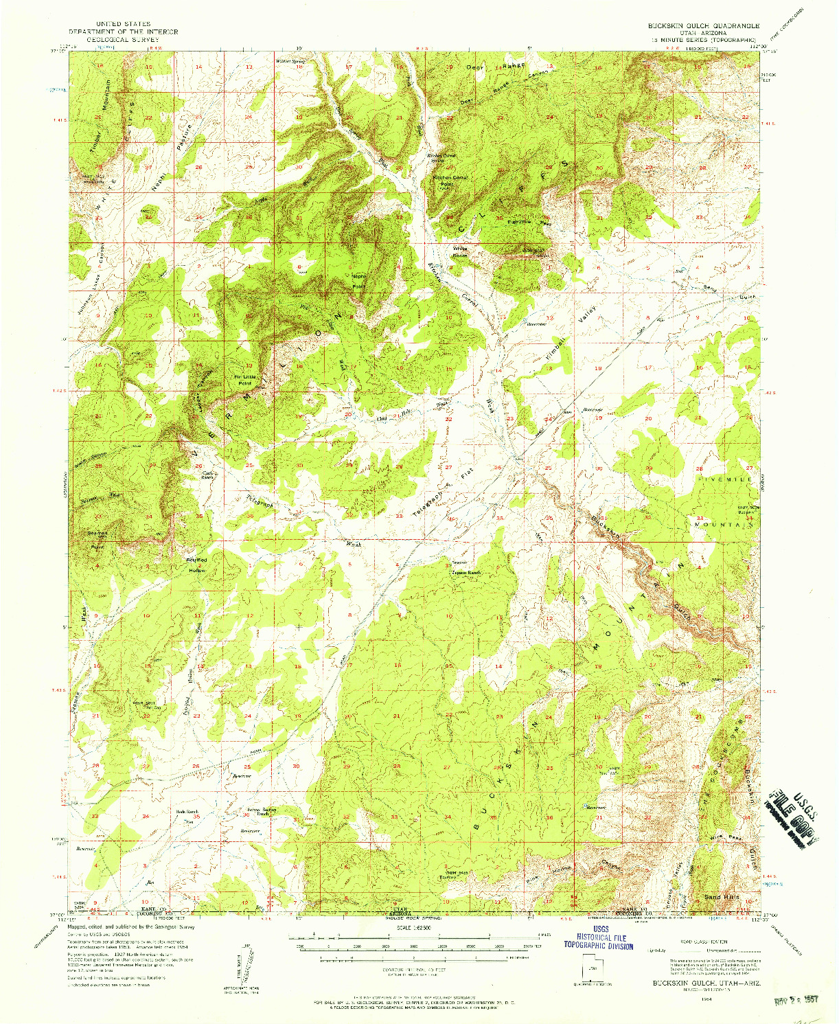 USGS 1:62500-SCALE QUADRANGLE FOR BUCKSKIN GULCH, UT 1954