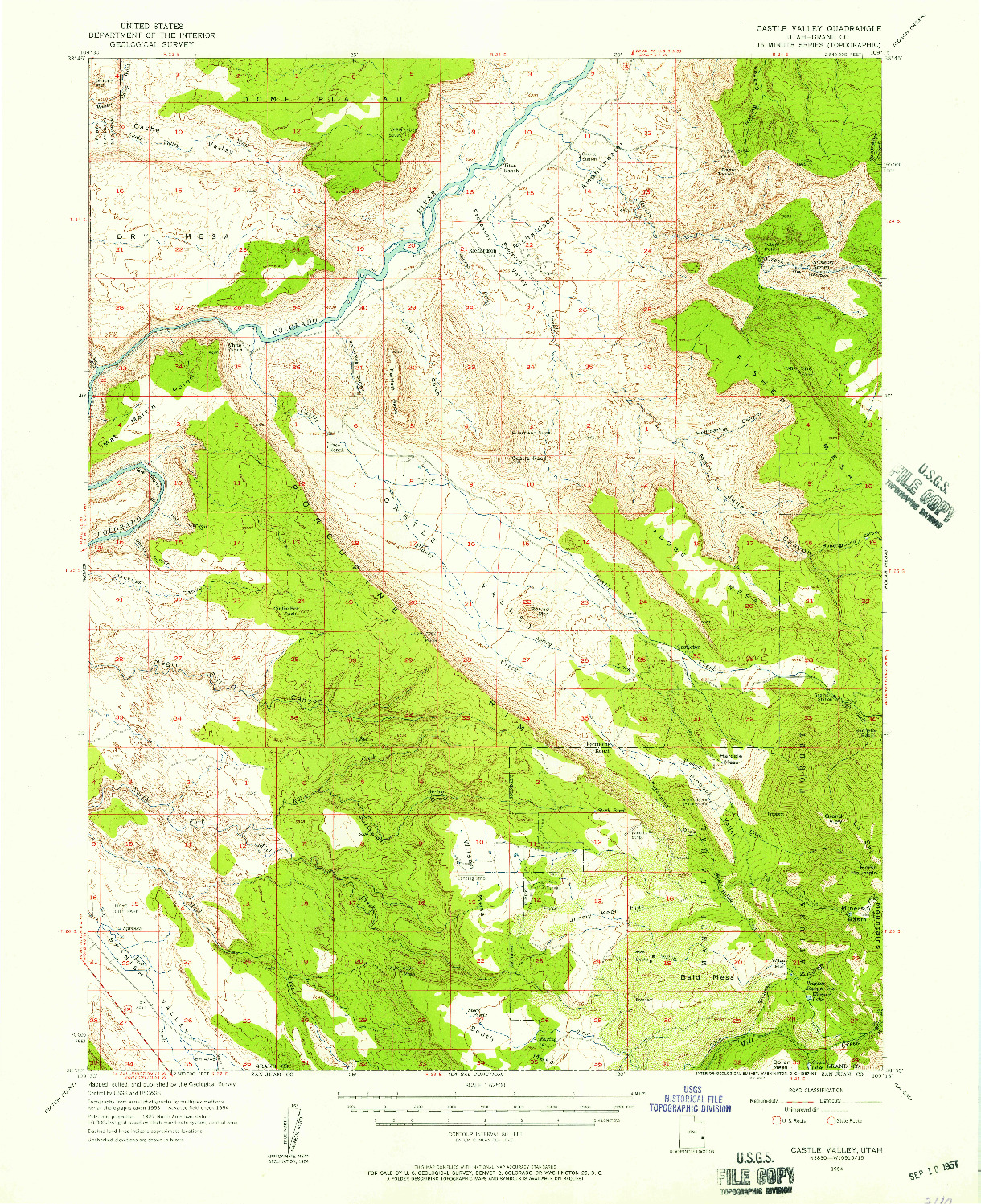 USGS 1:62500-SCALE QUADRANGLE FOR CASTLE VALLEY, UT 1954