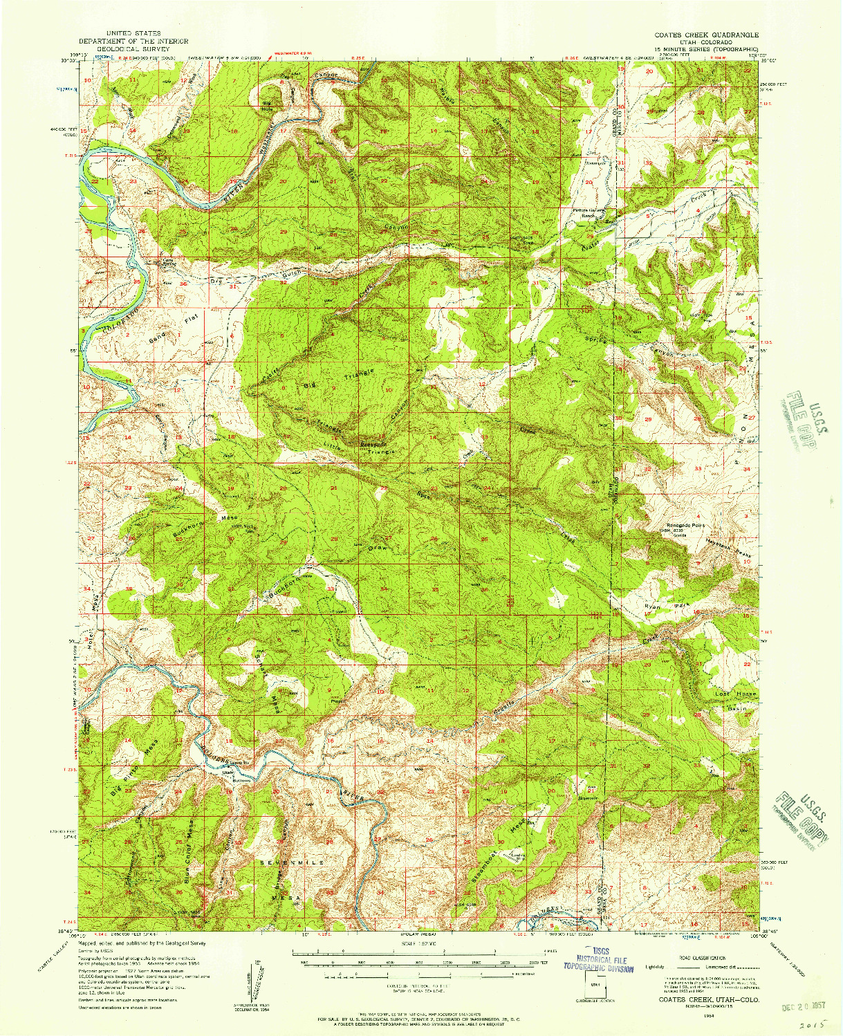 USGS 1:62500-SCALE QUADRANGLE FOR COATES CREEK, UT 1954