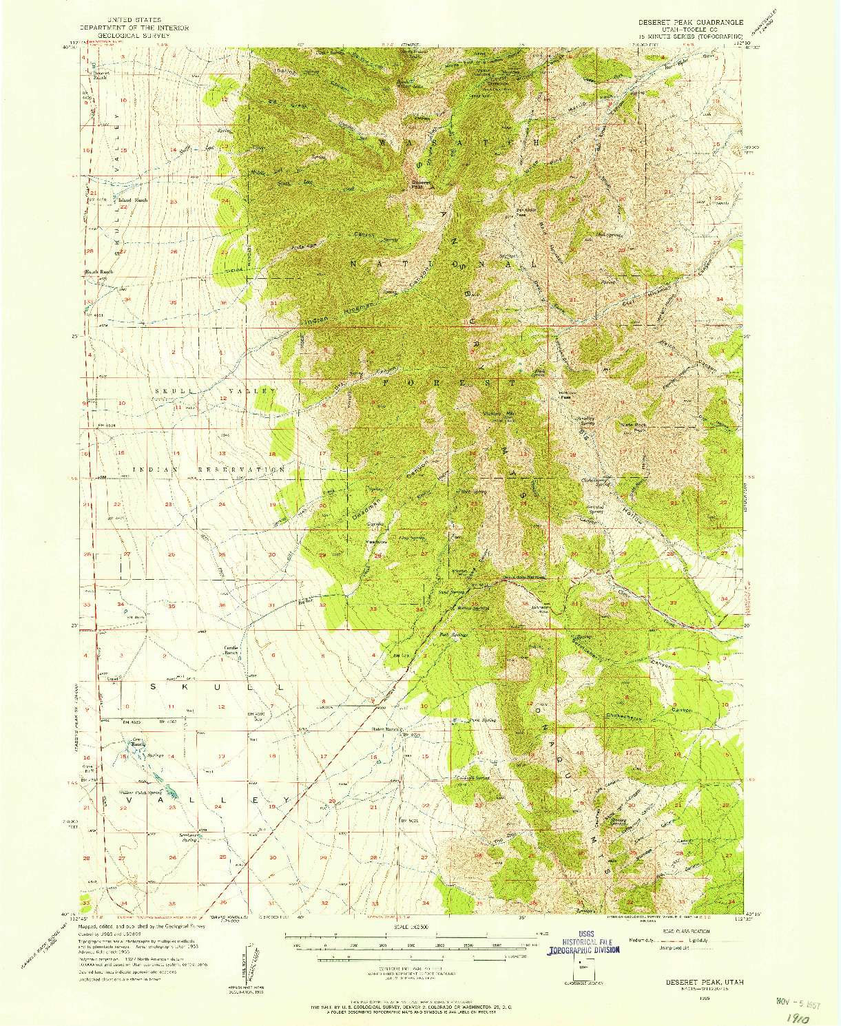 USGS 1:62500-SCALE QUADRANGLE FOR DESERET PEAK, UT 1955