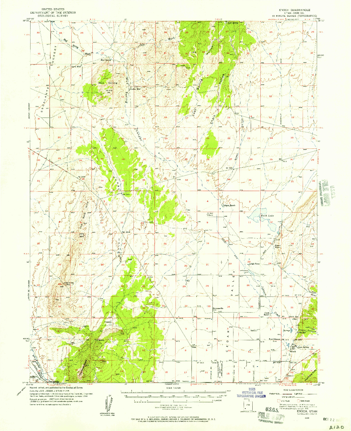 USGS 1:62500-SCALE QUADRANGLE FOR ENOCH, UT 1950
