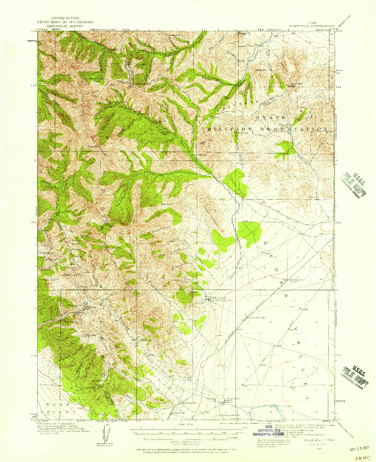 USGS 1:62500-SCALE QUADRANGLE FOR FAIRFIELD, UT 1915